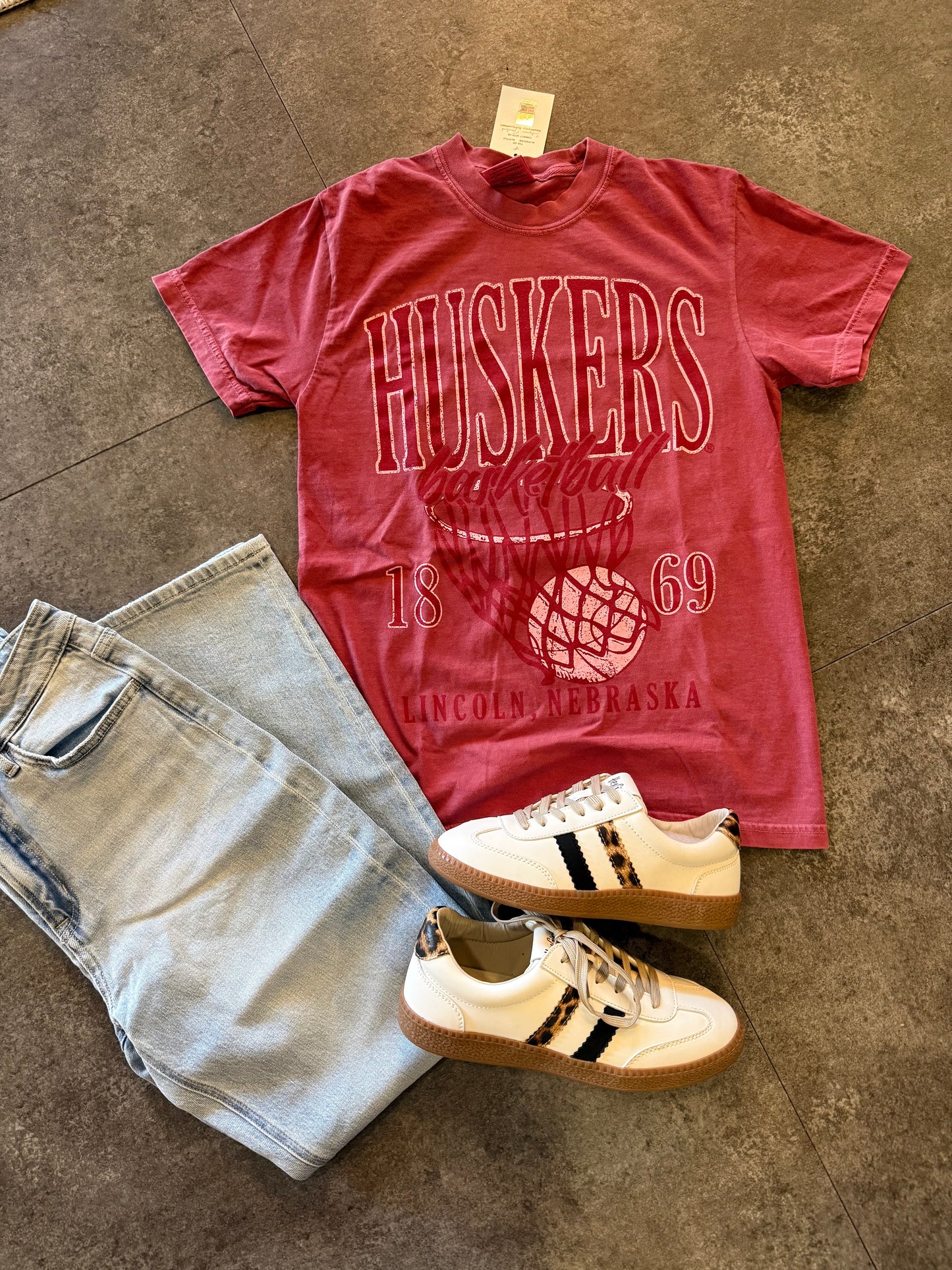 Nebraska Basketball Hoops T Red