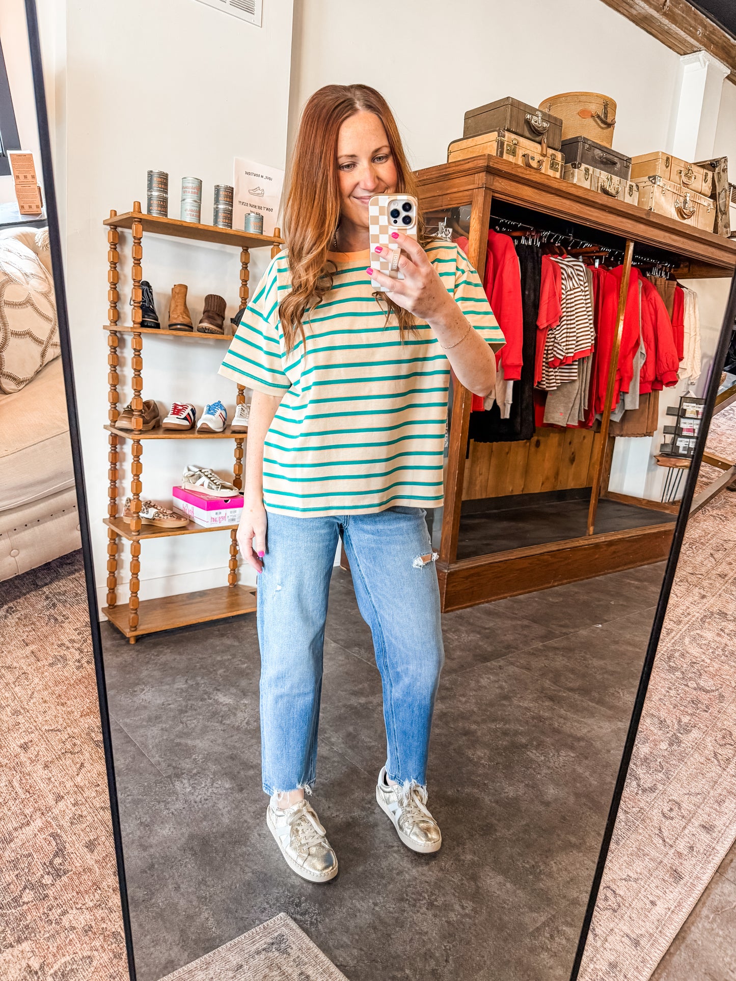 Cozy Weekend Stripe T Mint/Ivory