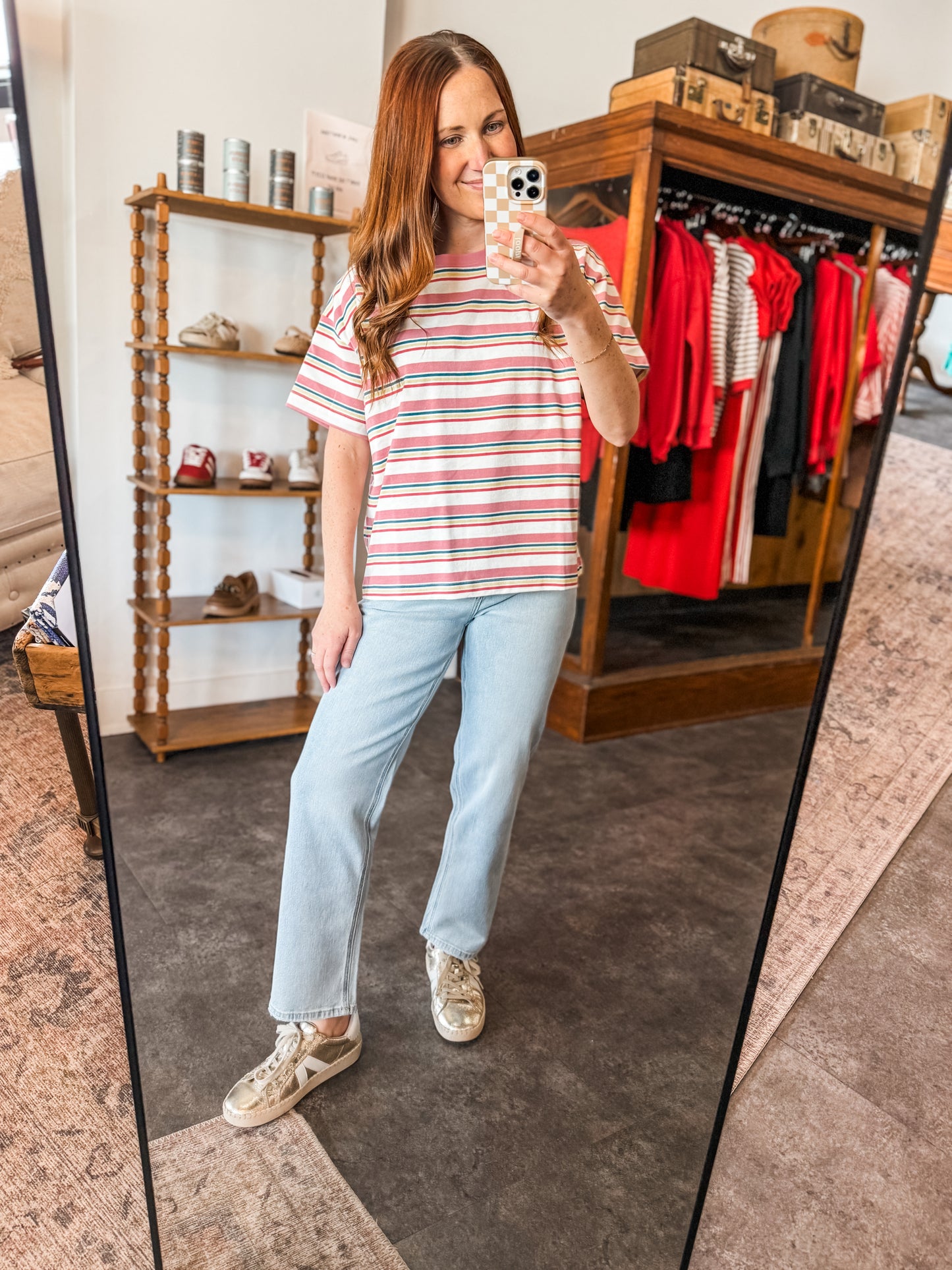 Cozy Weekend Stripe T Pink Lemonade