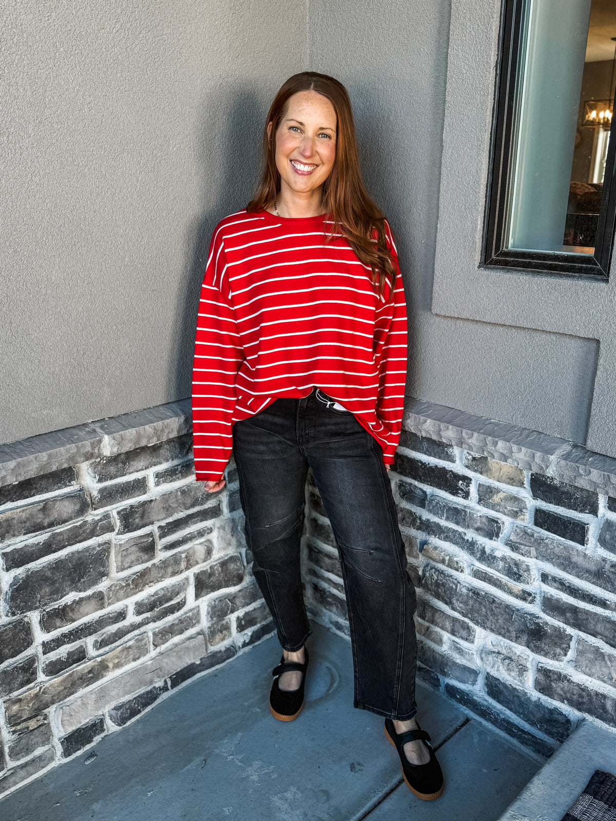 Stripes for Days Sweater Red