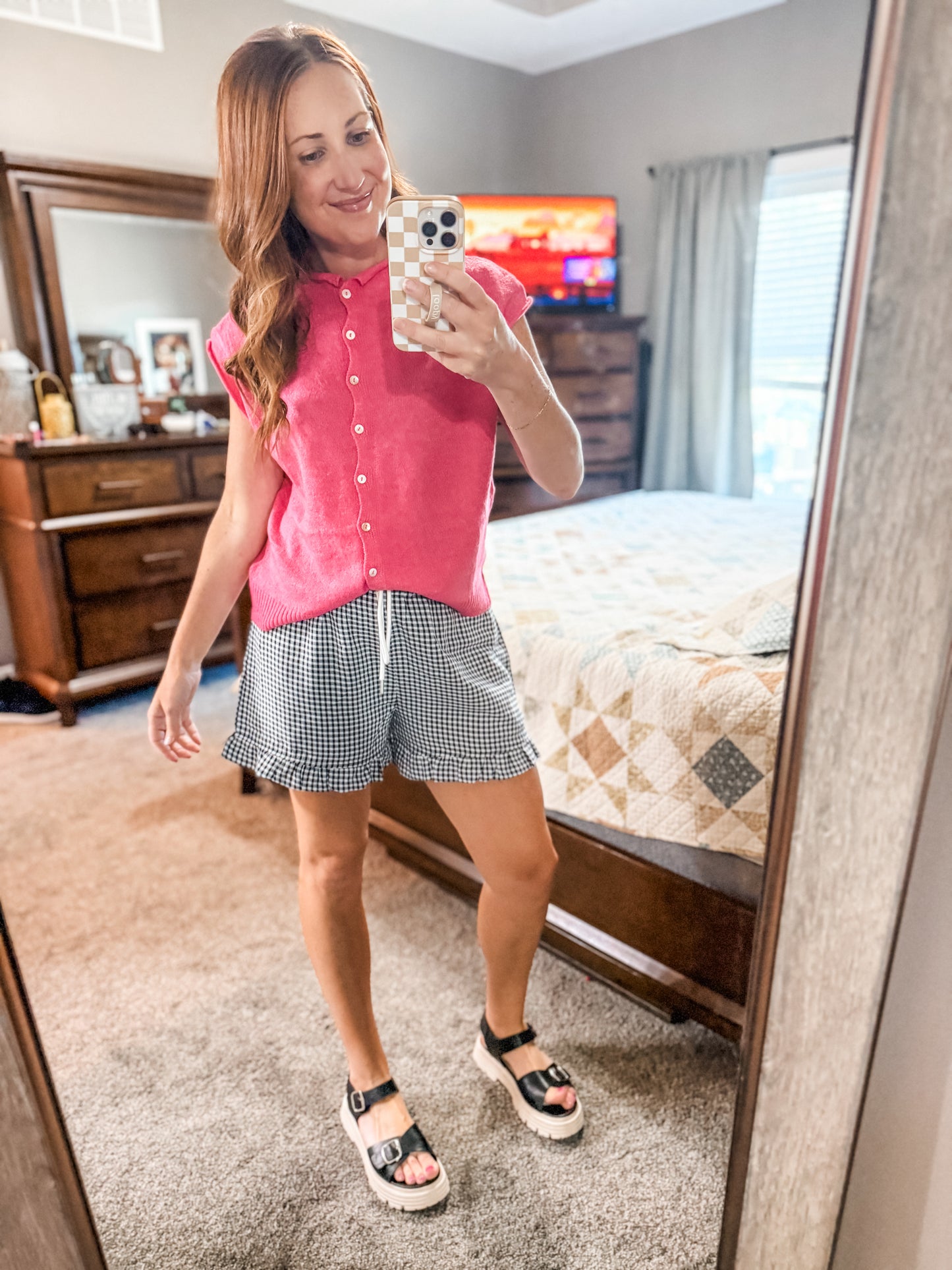 Life in Gingham Shorts Black
