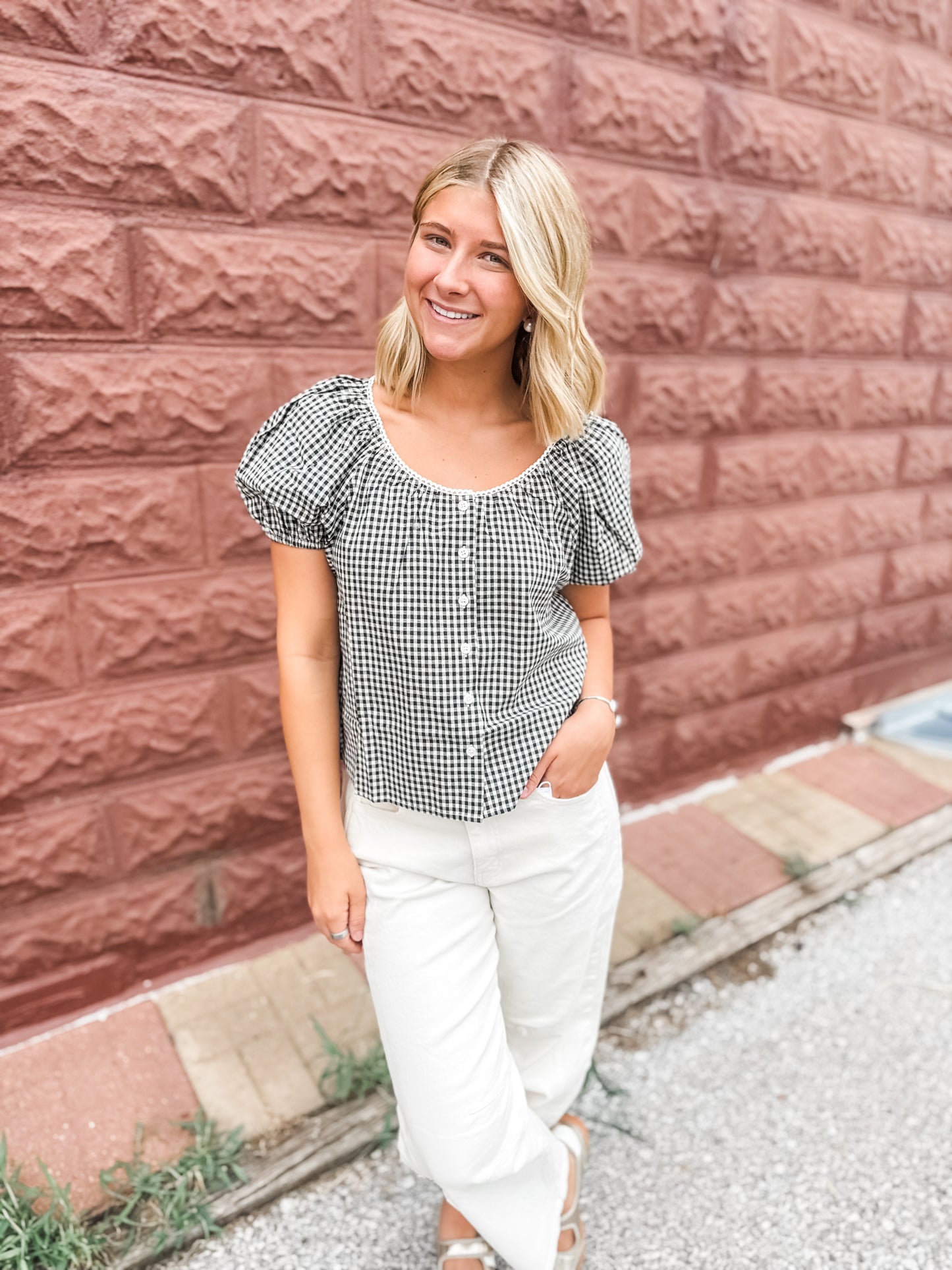 For the Love of Gingham Shirt Black