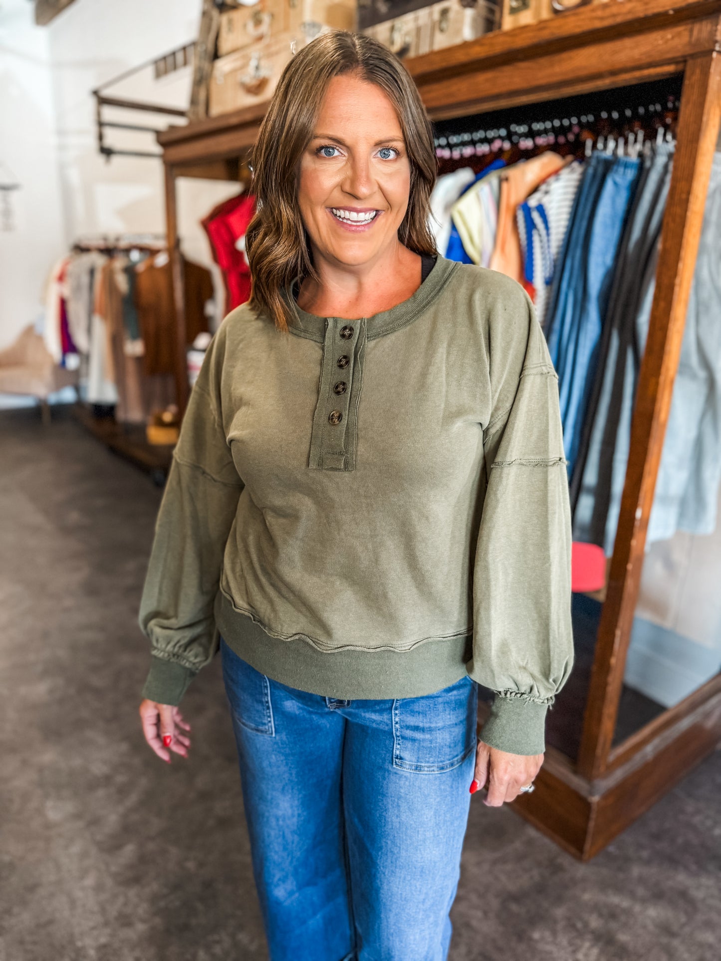 Everyday is Good Henley Olive