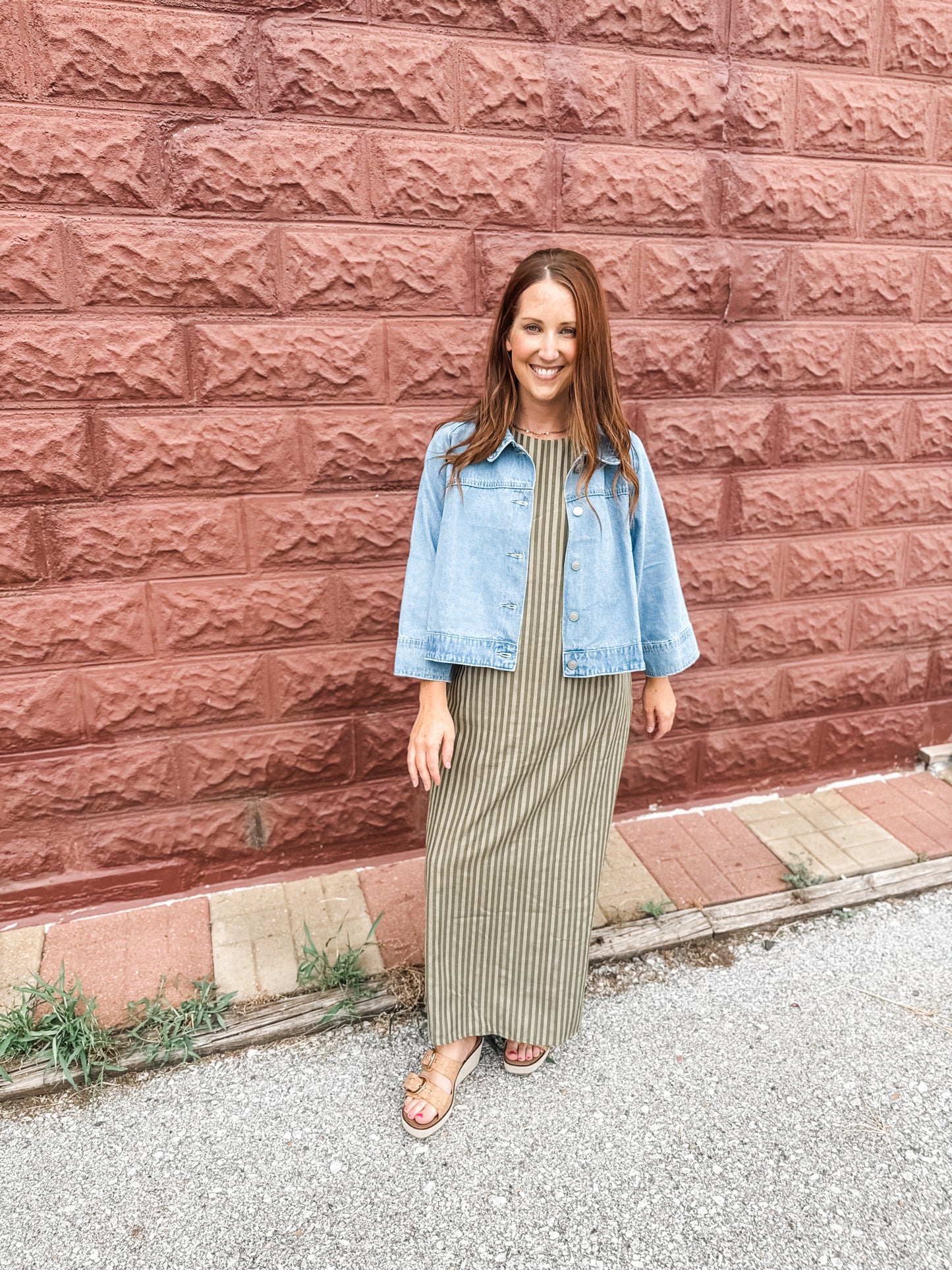 Harvest Stripe Dress Olive