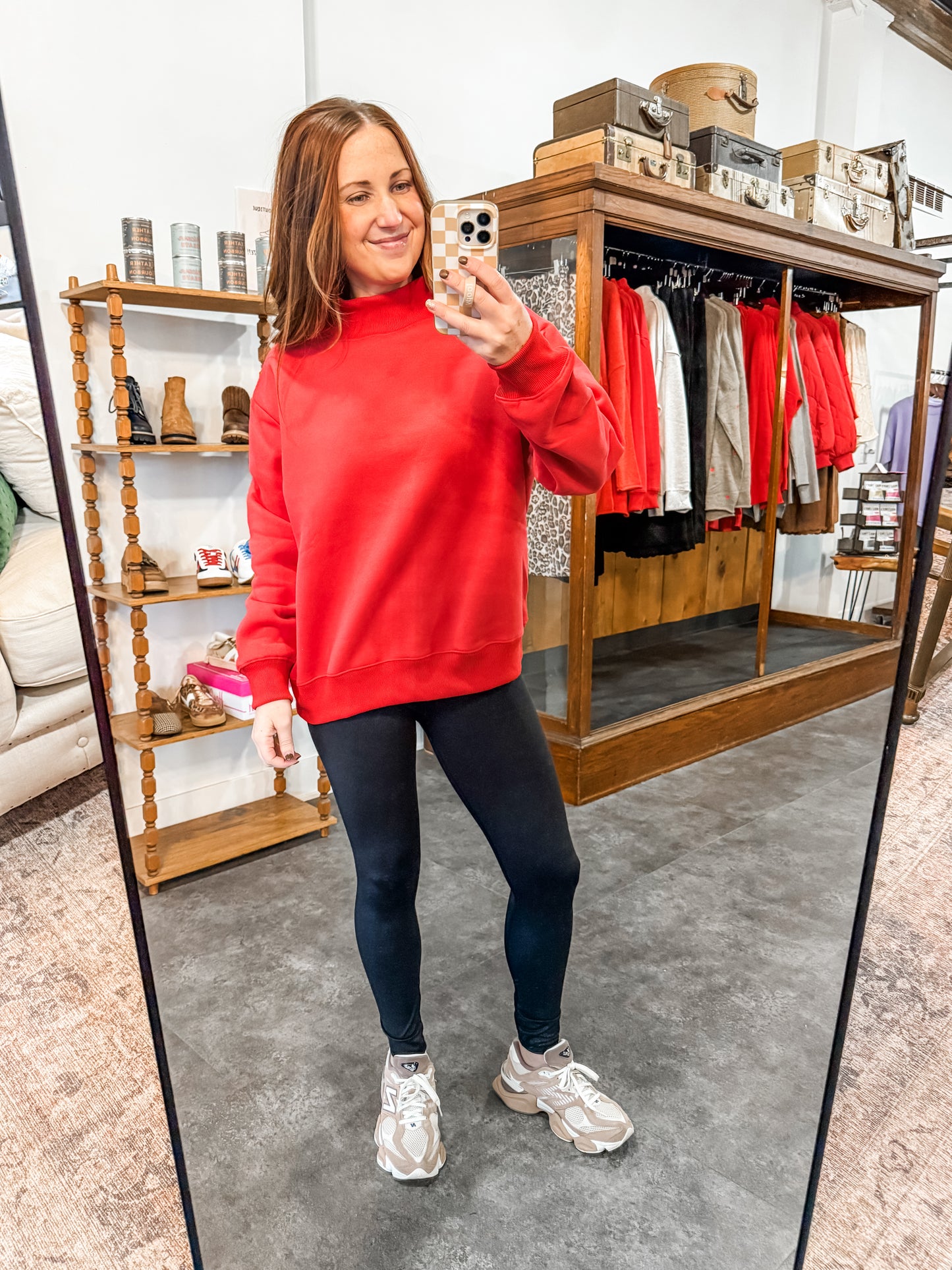 Mock Neck Sweatshirt Red