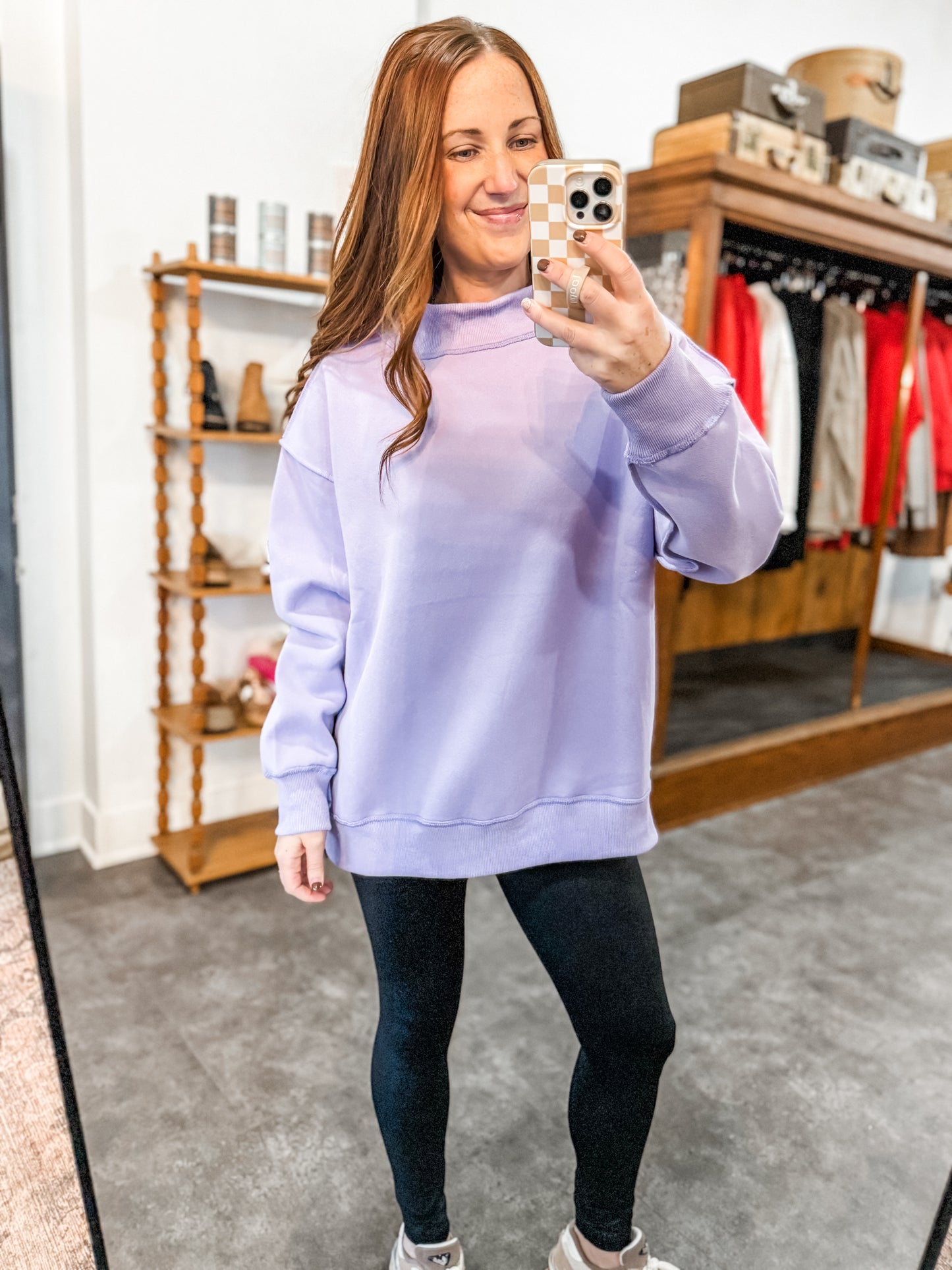 Mock Neck Sweatshirt Purple