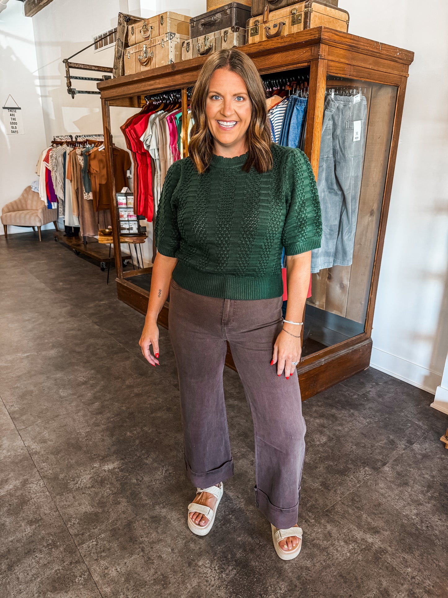 She’s So Classy Sweater Pine Green