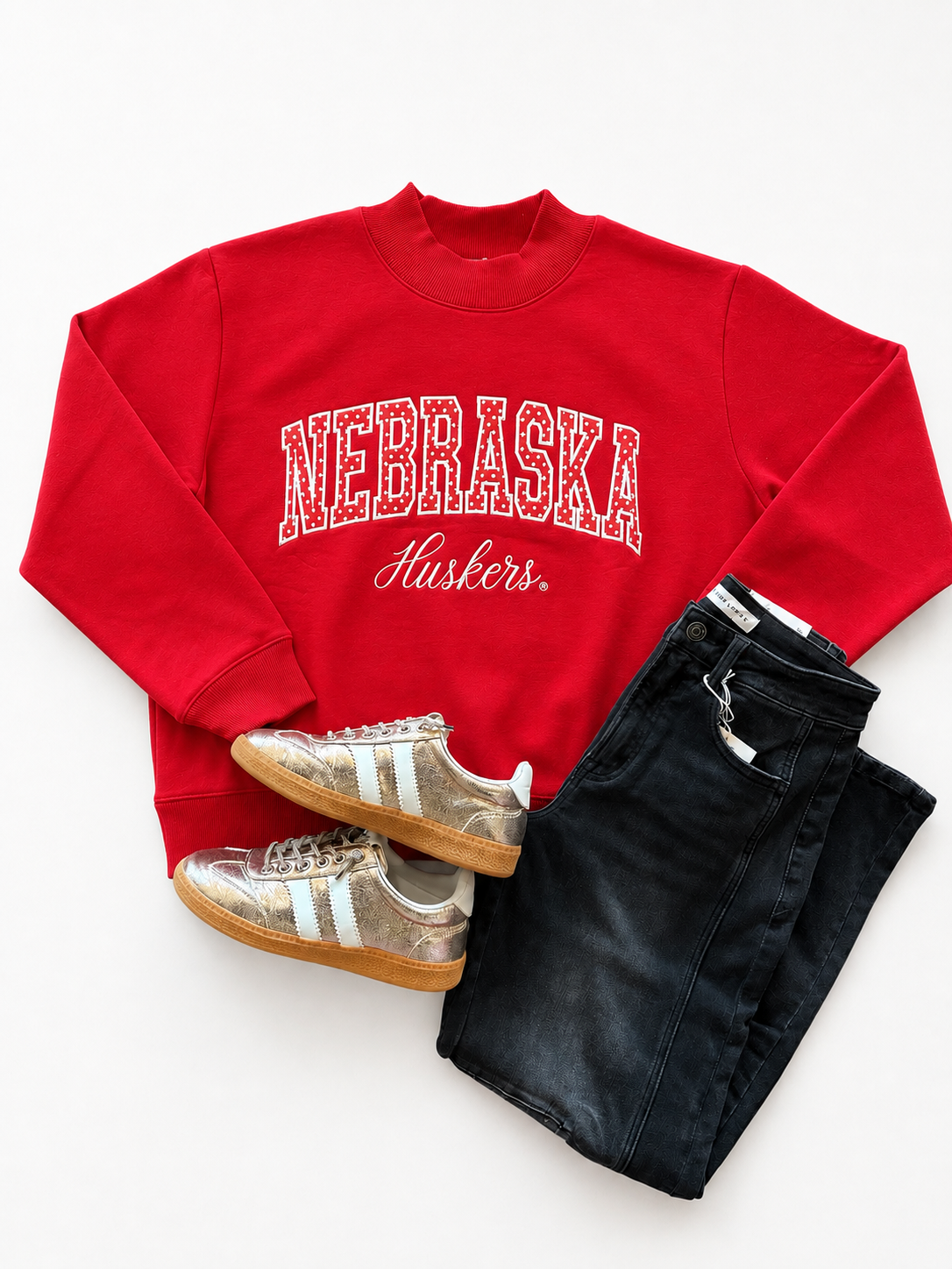 Nebraska Huskers Embroidered Mockneck