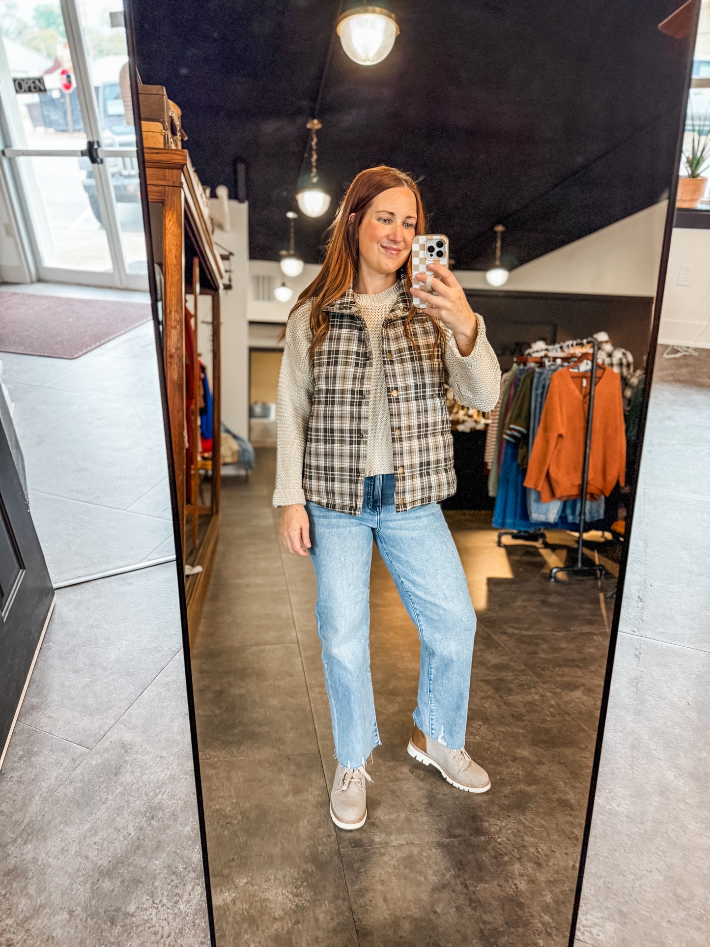 Mad About Plaid Vest Brown