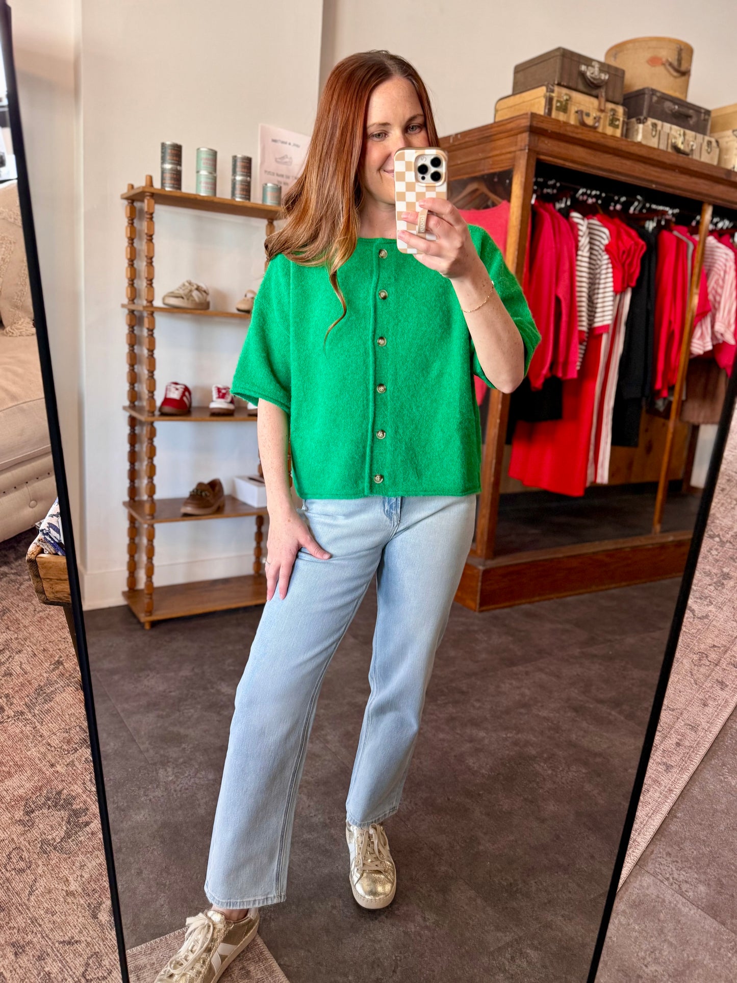 The Blaire Button Up Sweater Green