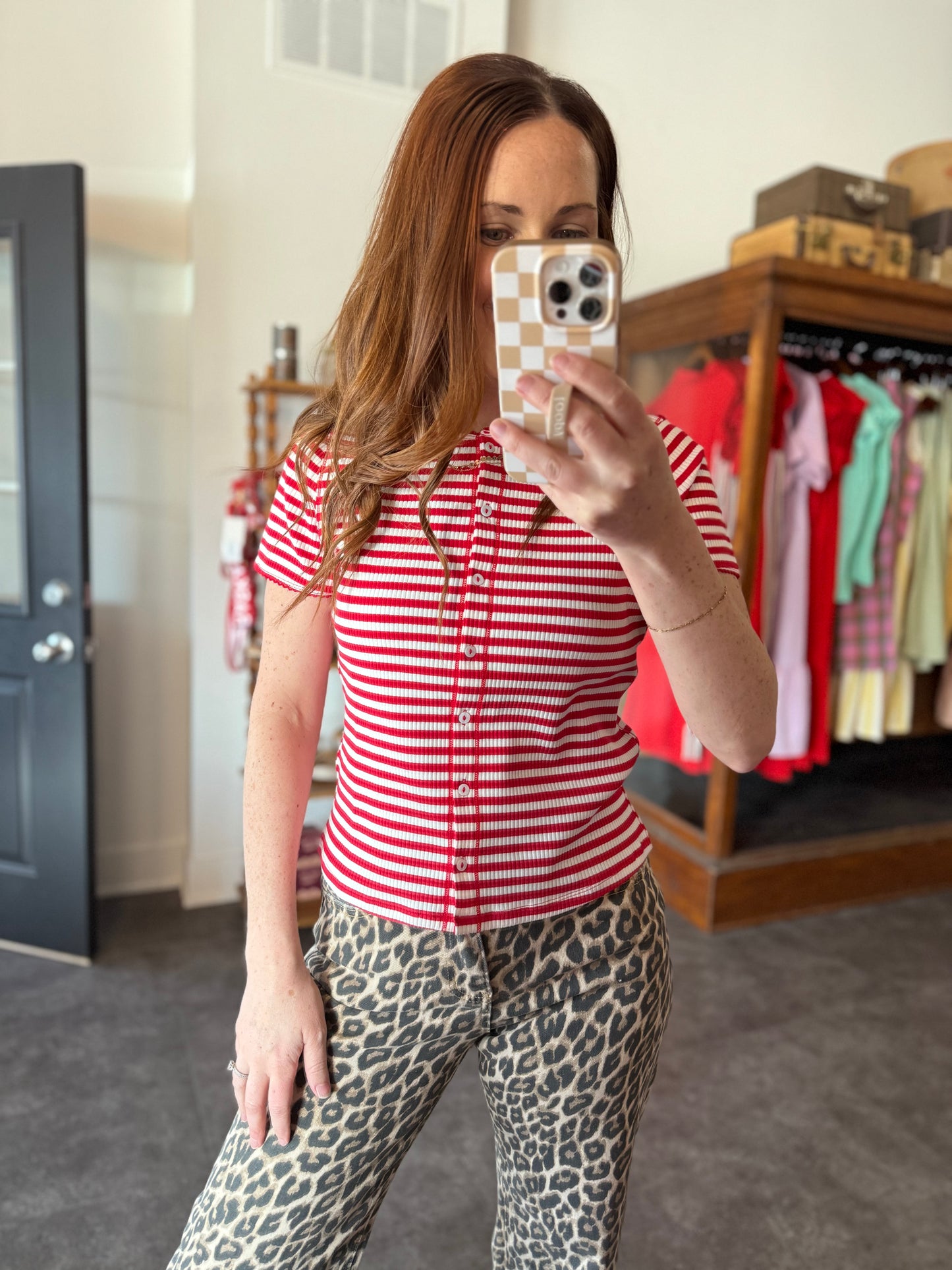 The Eliza Shirt Red Stripe