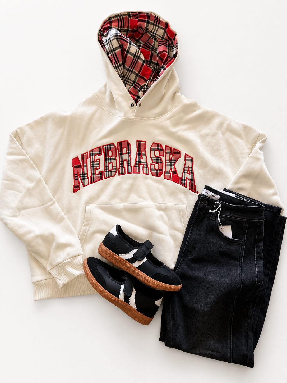 Nebraska Plaid Hoodie