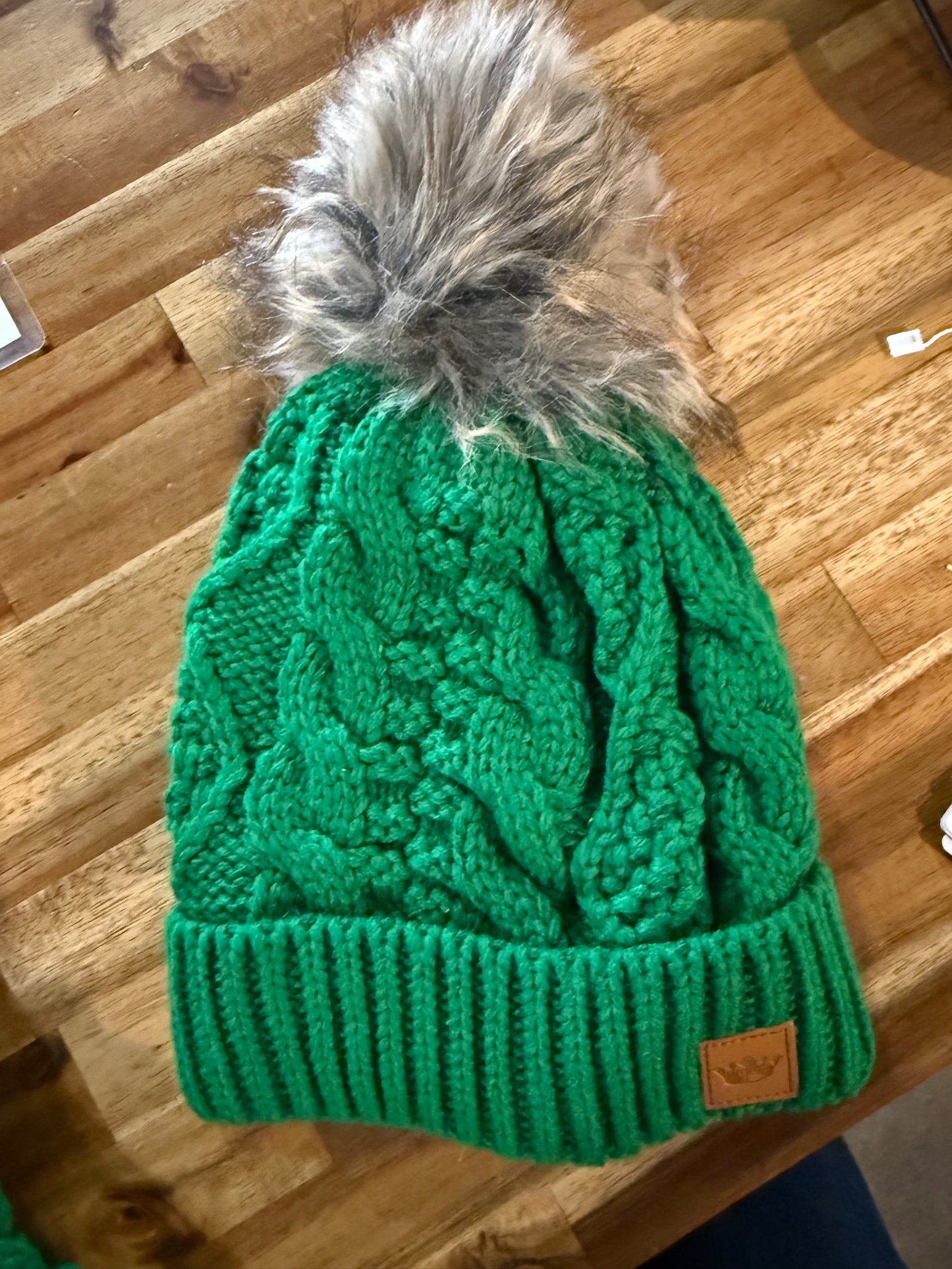 Green Pom Beanie