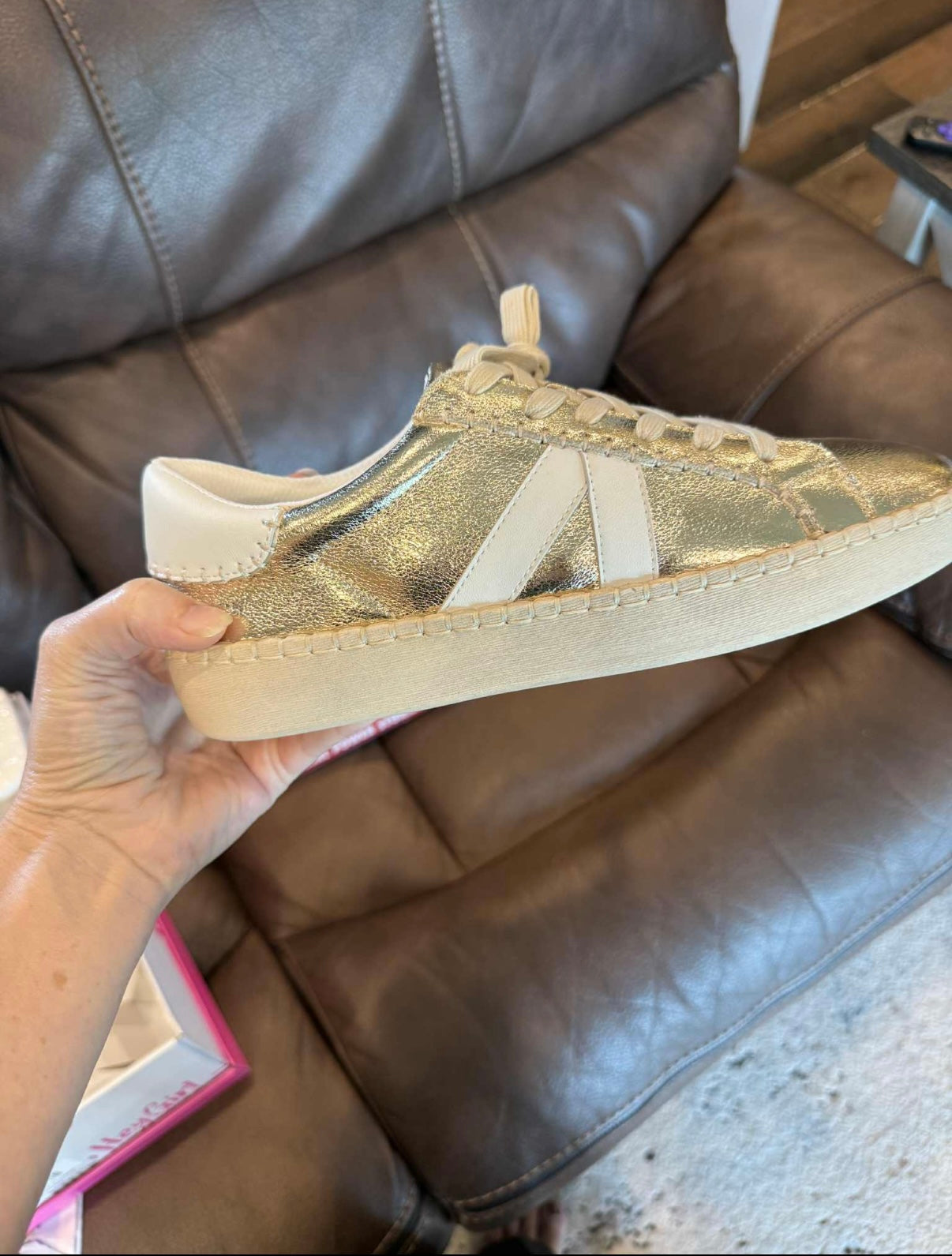 Corky’s Gold Crinkle Metallic Friend Zone Sneaker