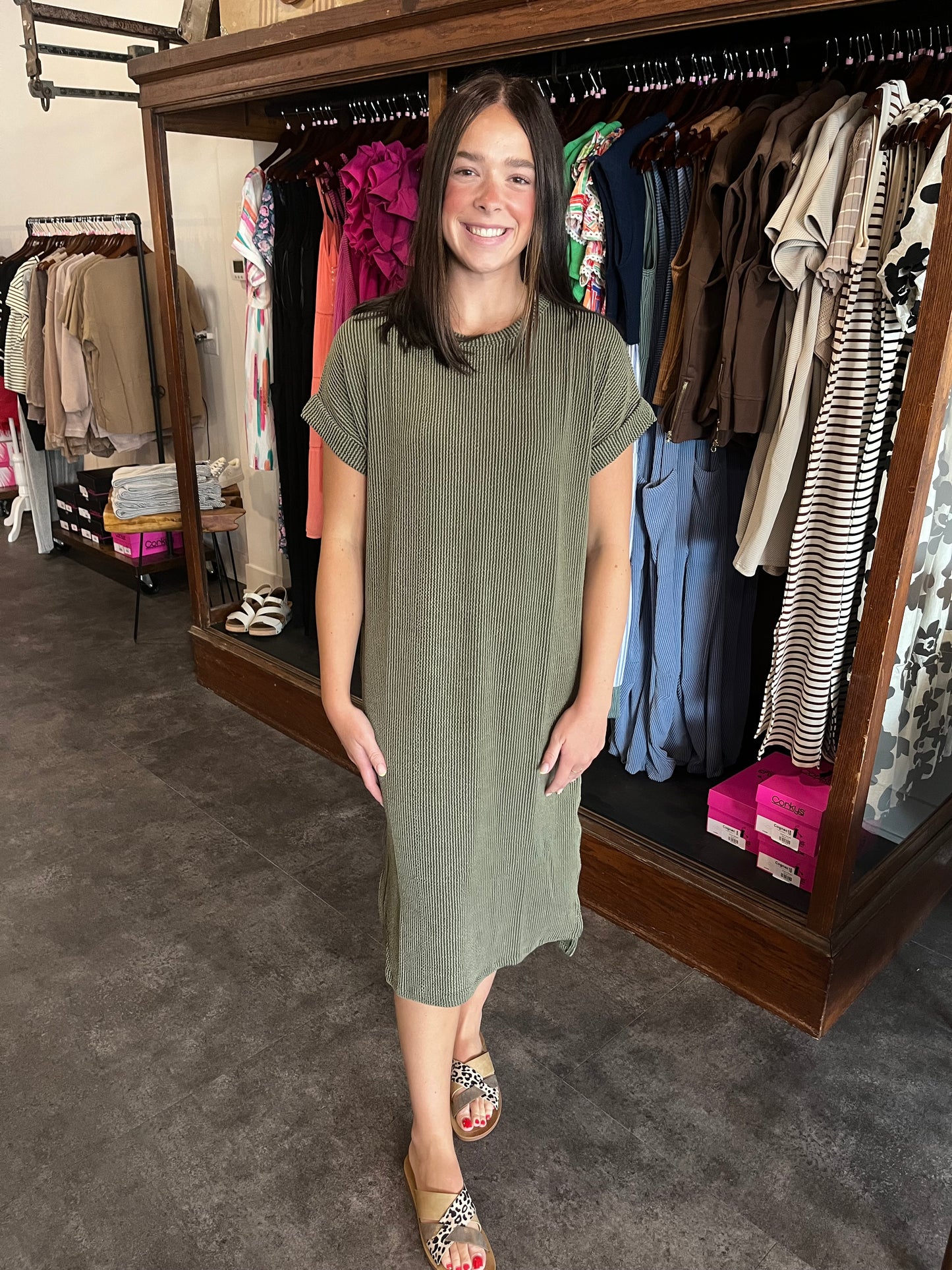 Just a Dream Midi Dress Olive