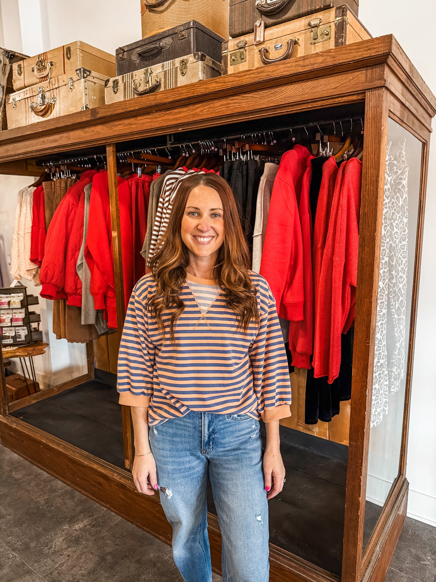 Springtime Stripes Shirt Melon/Blue