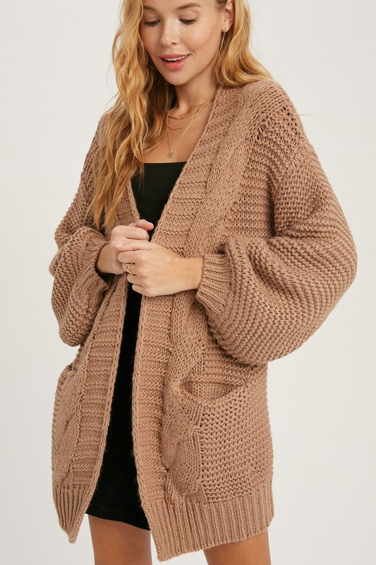 Mushroom Chunky Knit Cardigan