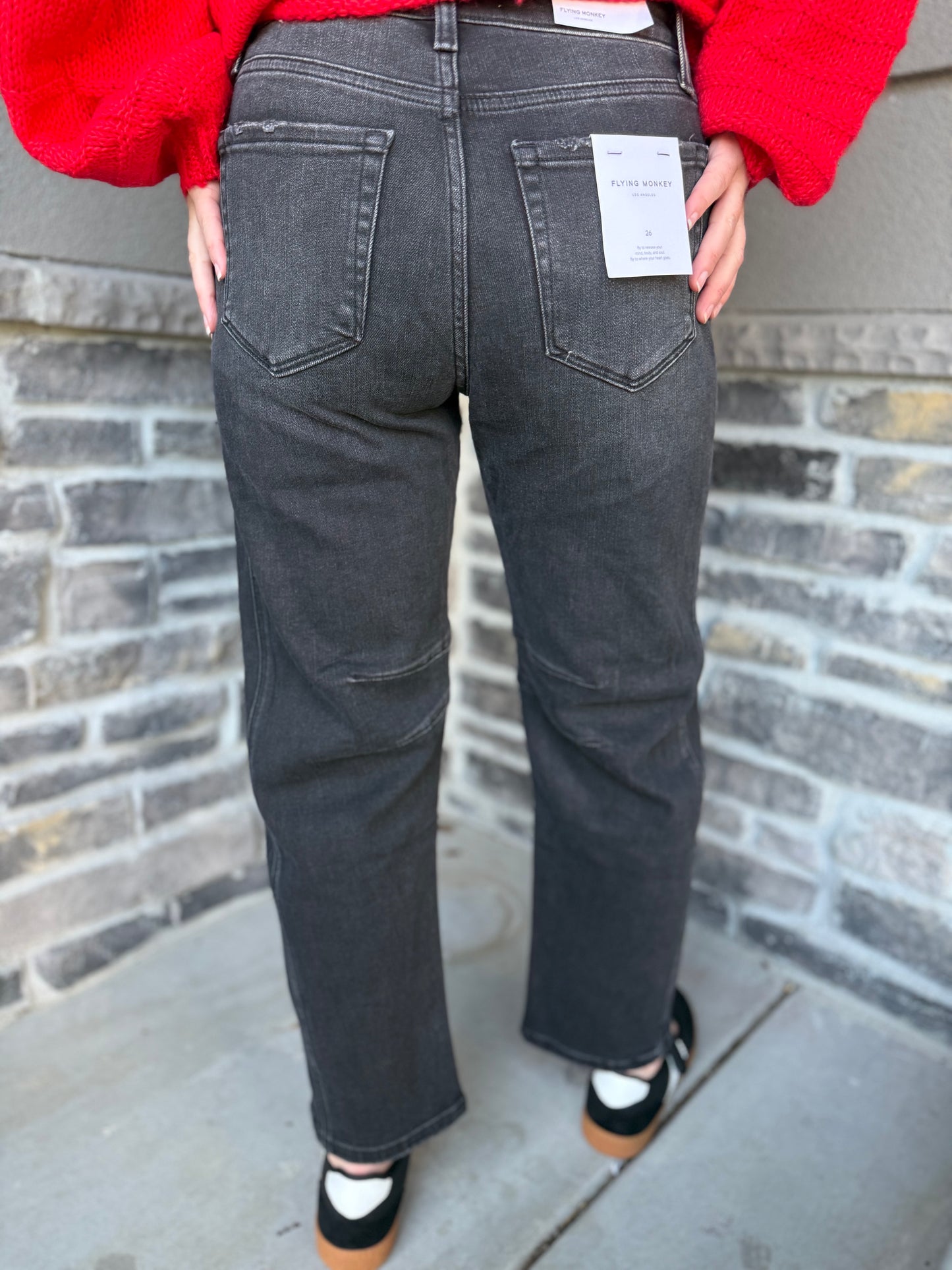 Flying Monkey Black Hi Rise Barrel Jeans