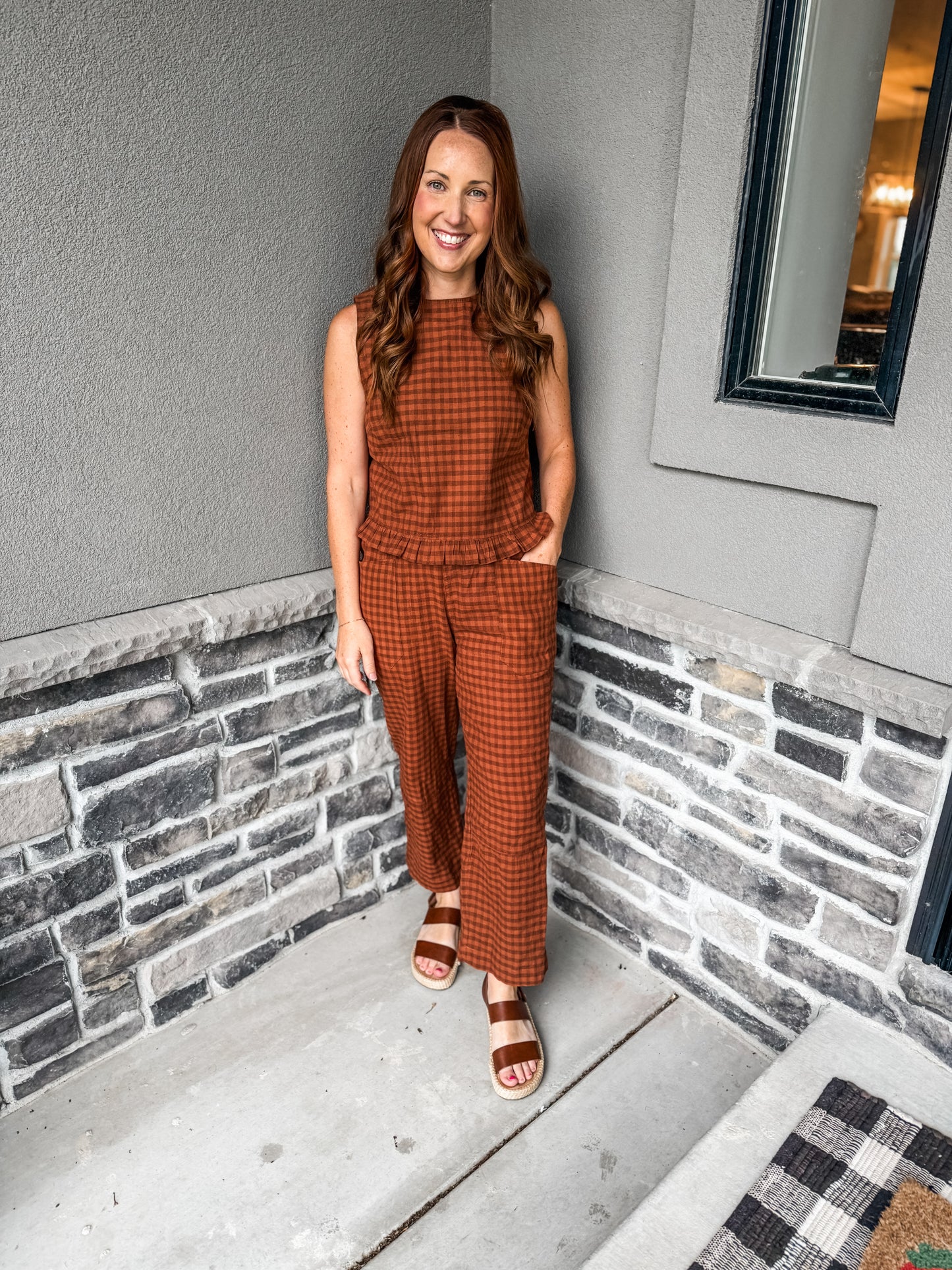 Mad About Plaid Pants Brown