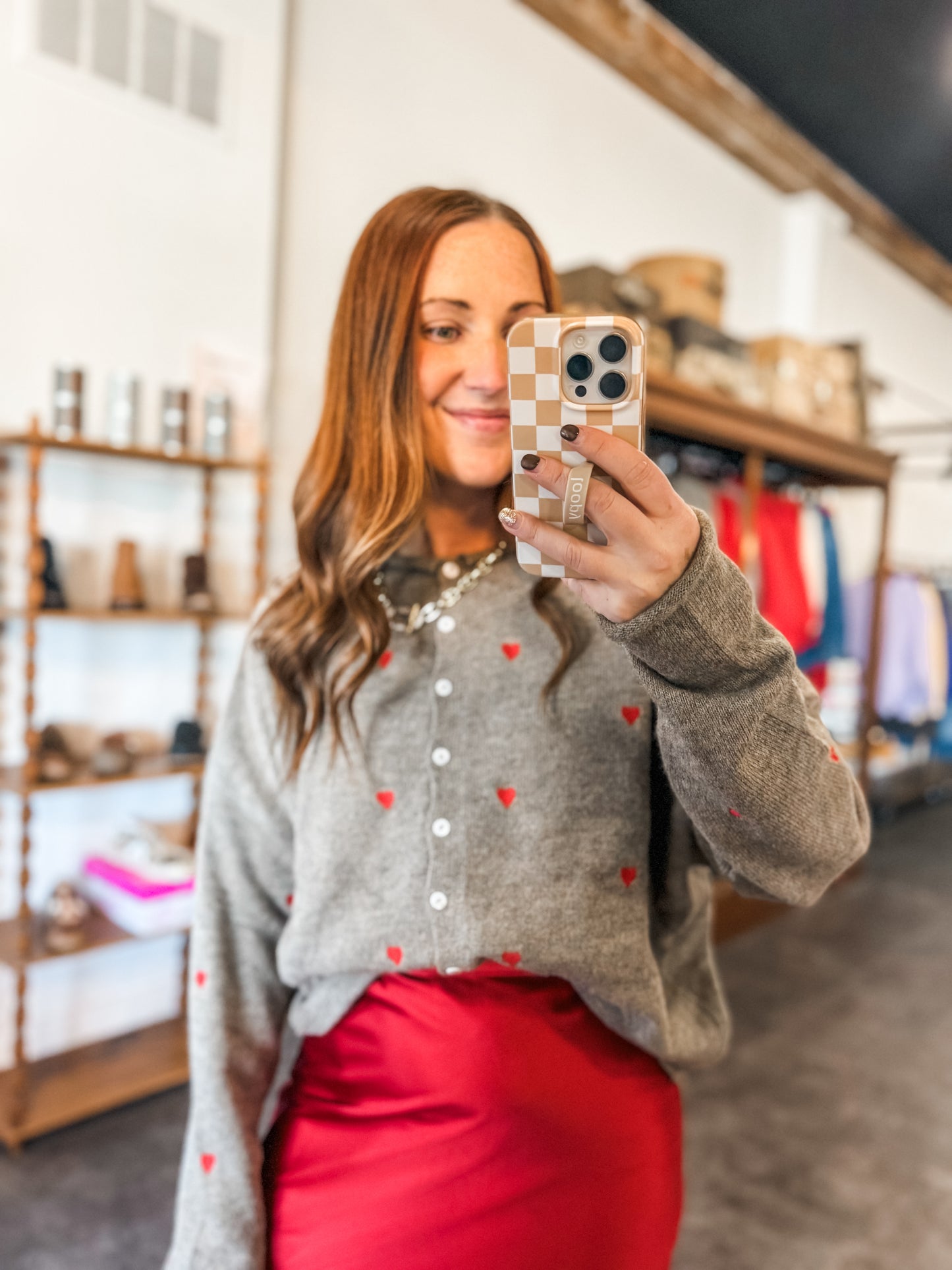 Mocha Piper Embroidered Heart Cardigan