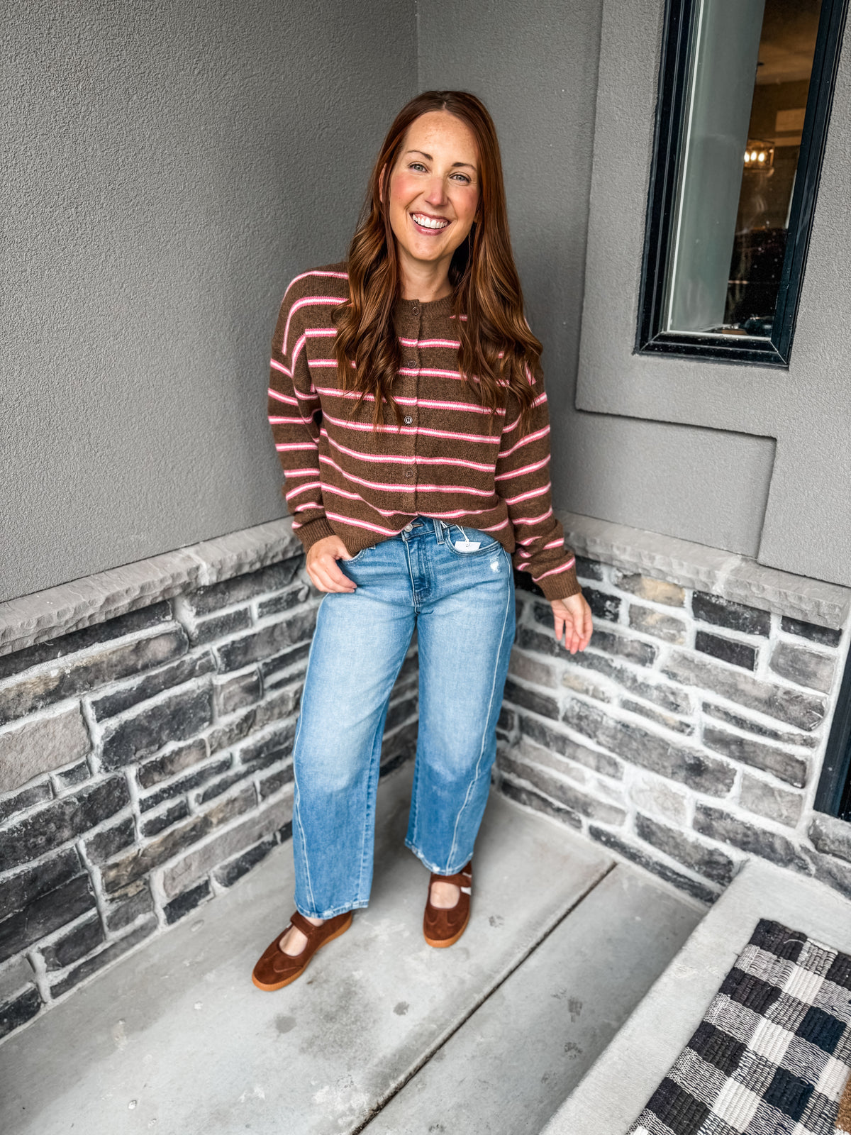 That Fall Feeling Sweater Brown/Pink