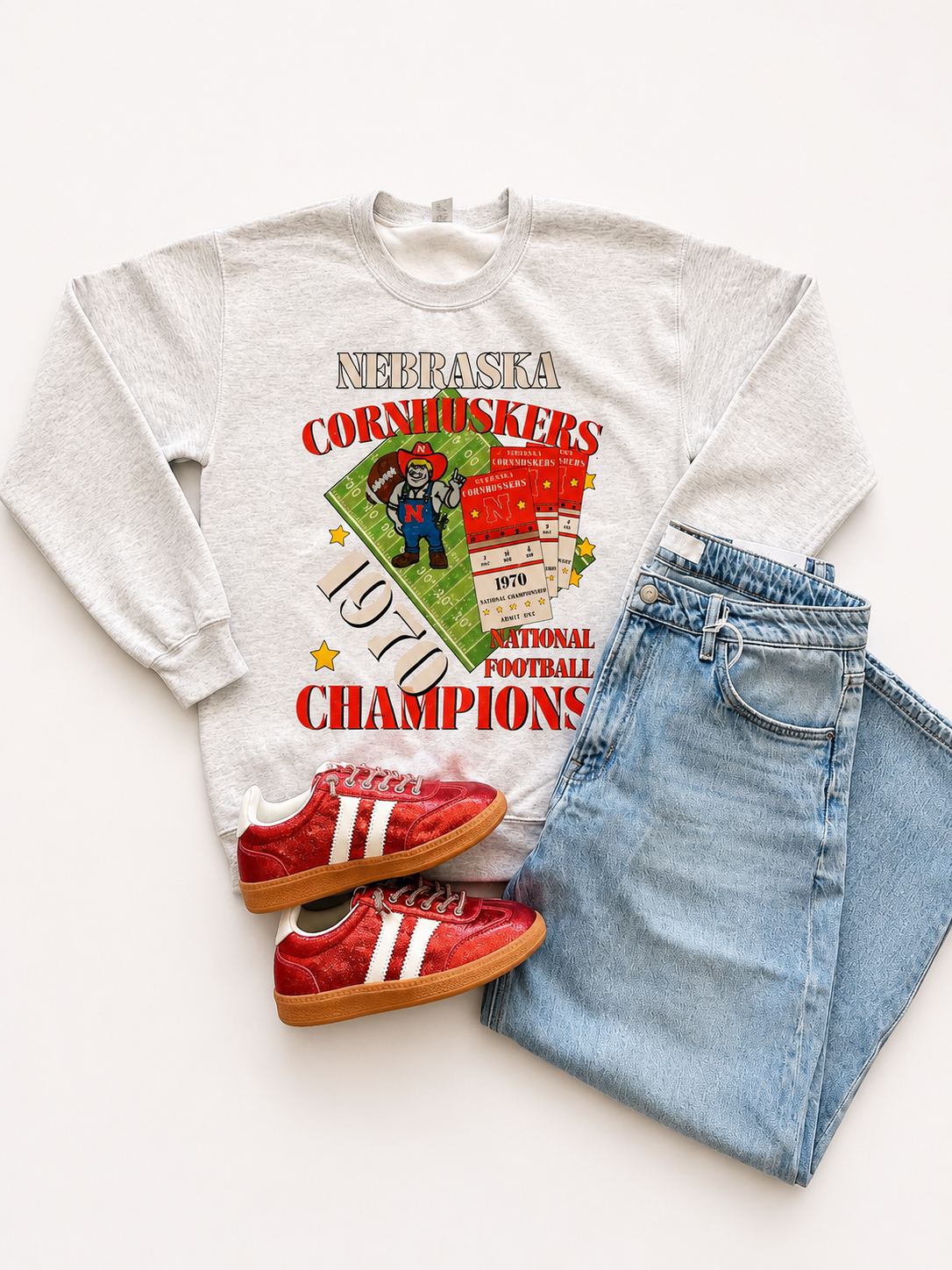 Nebraska National Champions Football Ticket Crewneck
