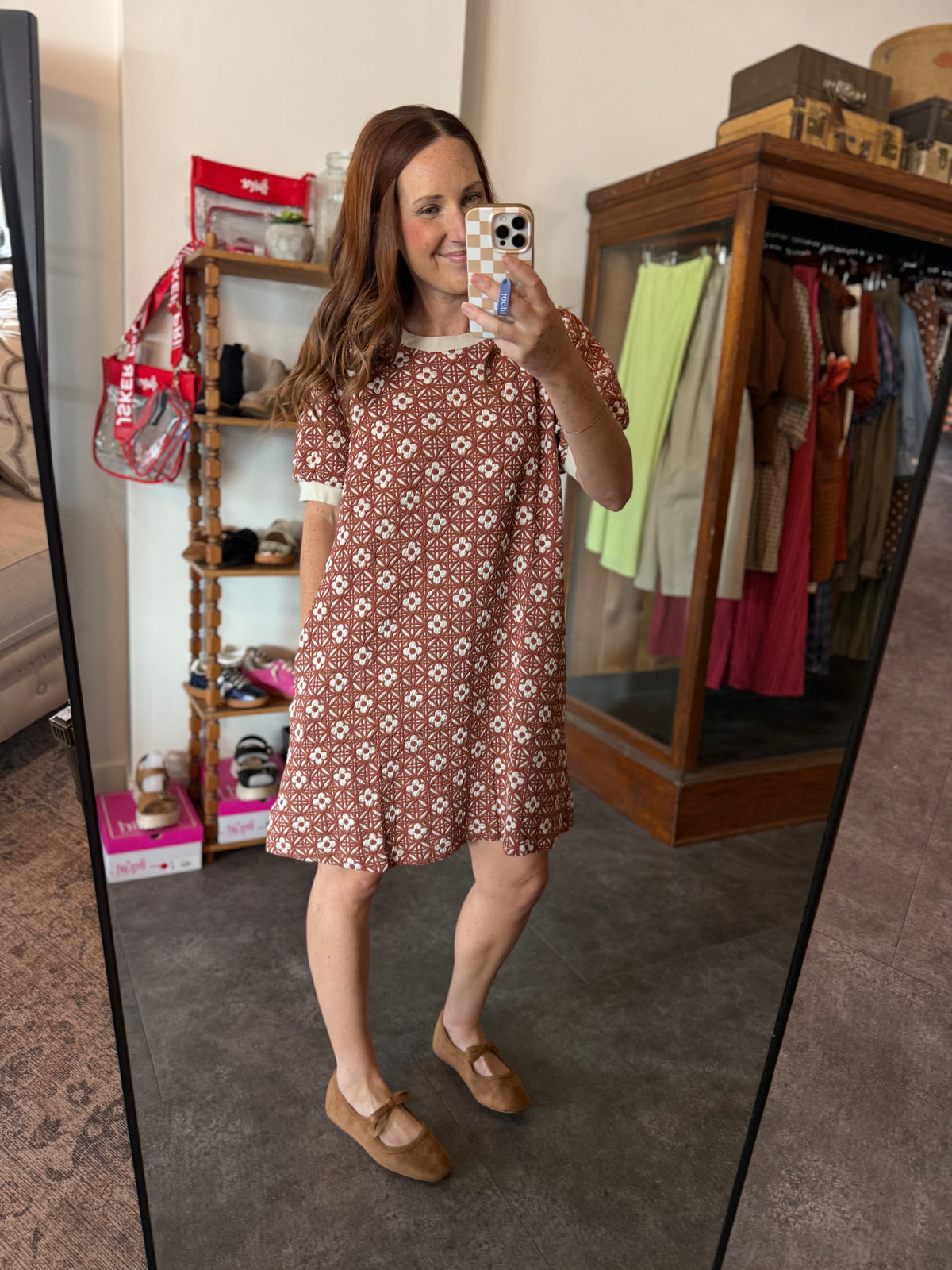 Vintage Bloom Dress Rust