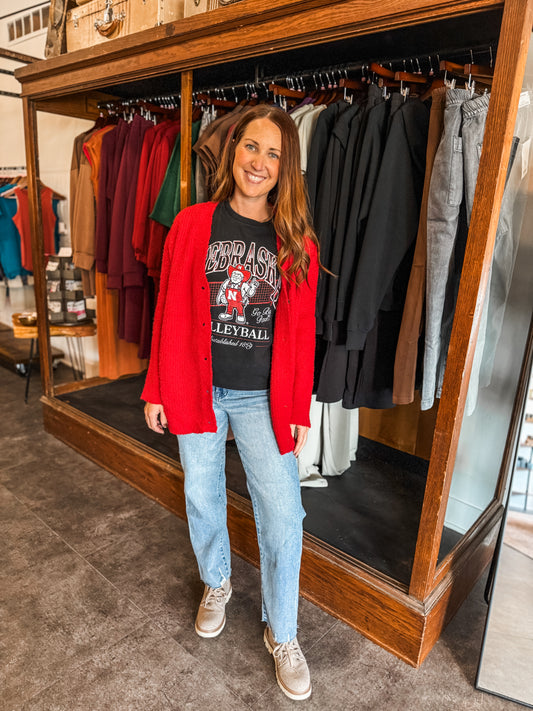 Cozy Nights Cardigan Red- Restocked!