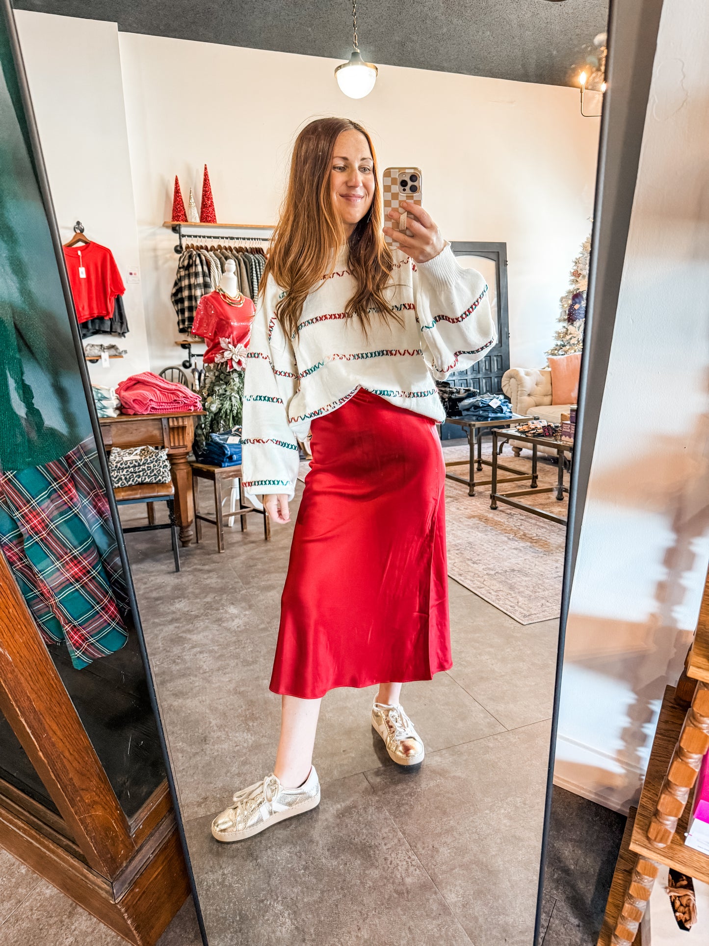 Merry Mistletoe Skirt Red