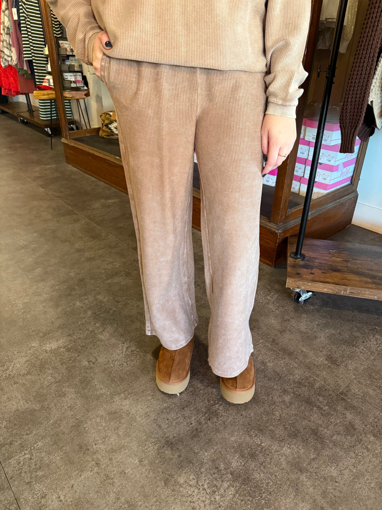 Mocha Corded Wide Leg Pant