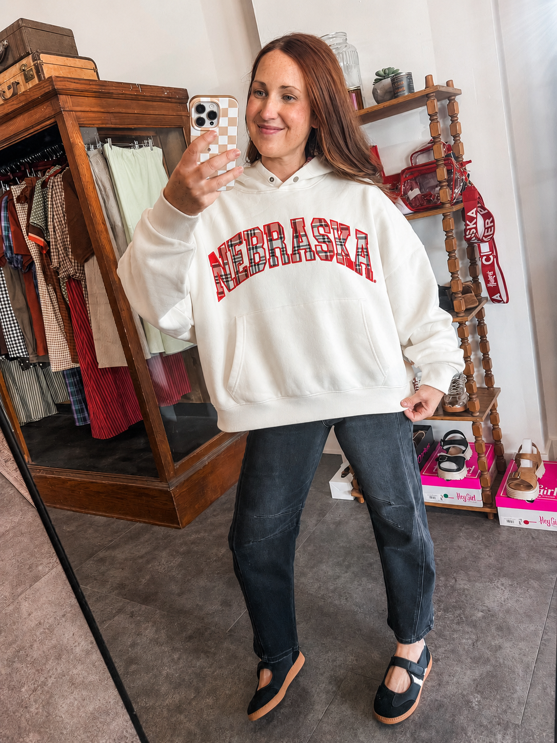 Nebraska Plaid Hoodie