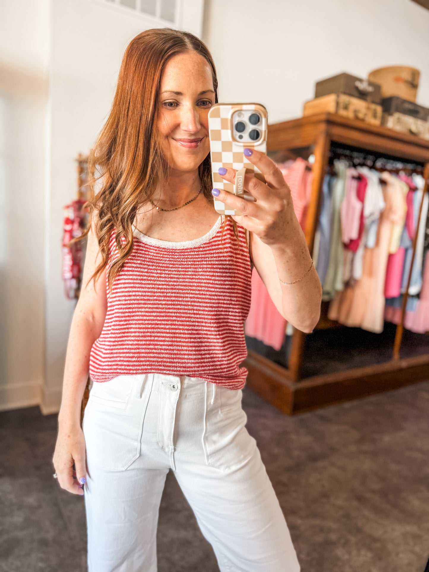 Simple Things Tank Red/White