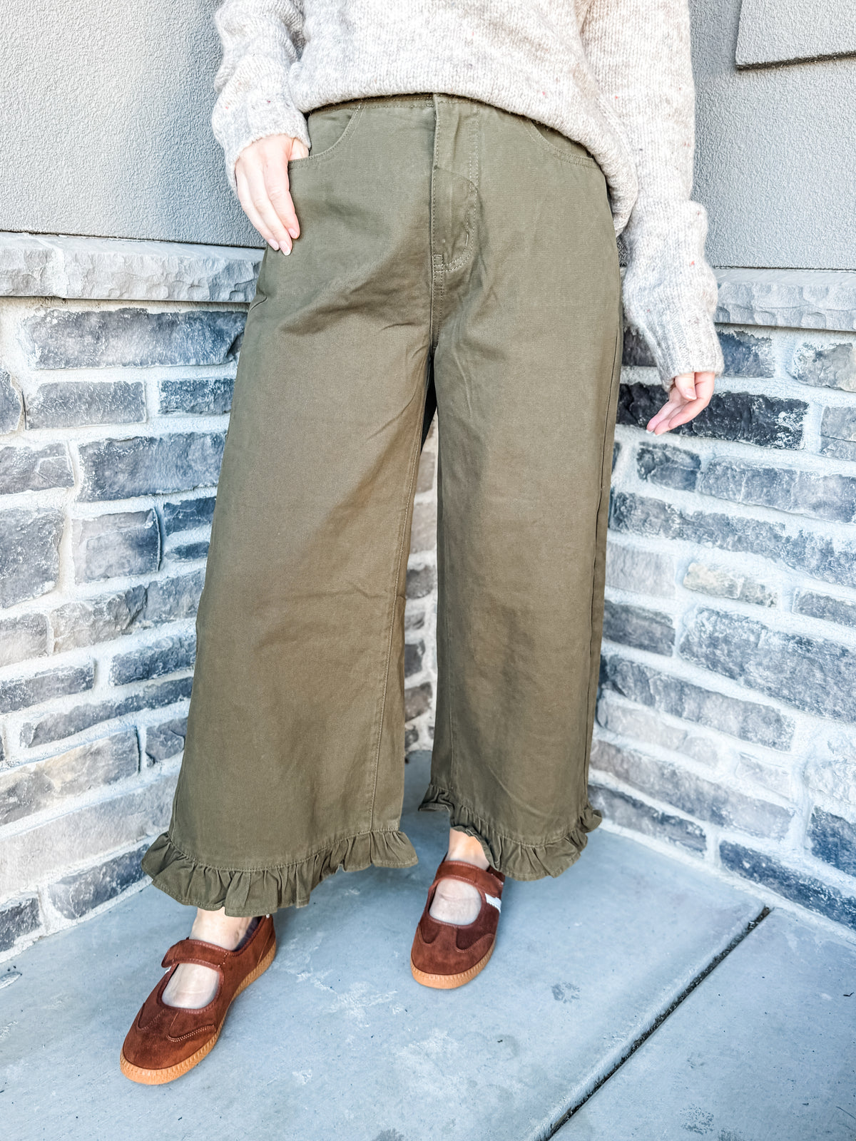 Olive Drop Pants