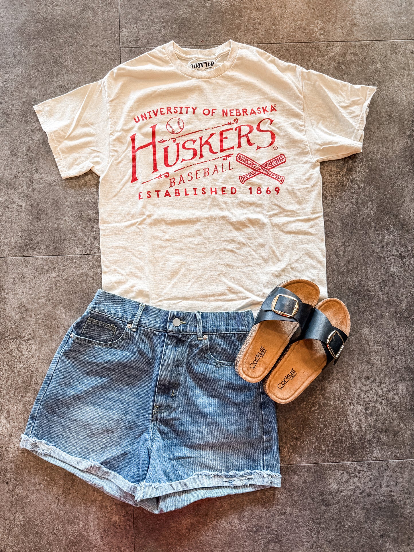 Nebraska Huskers Vintage Baseball T