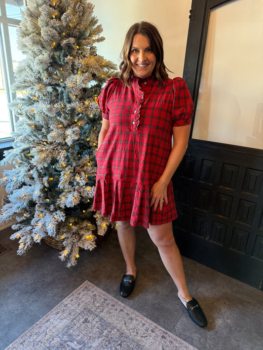 All is Bright Dress Red Plaid