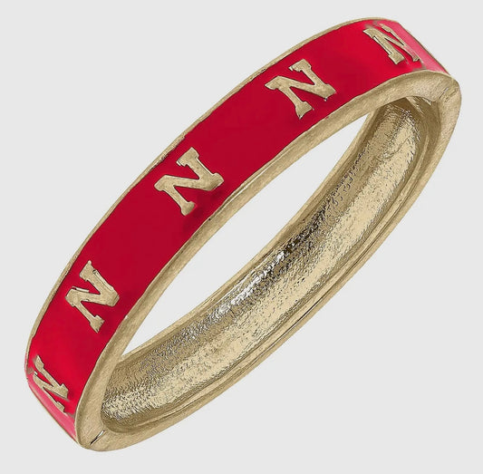 Nebraska N Hinged Bracelet Red