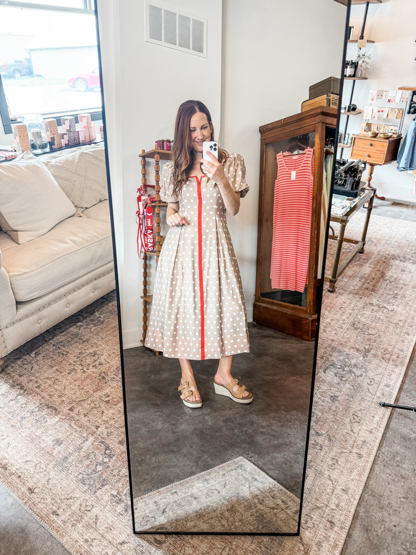 Polka Dot Days Dress Sand