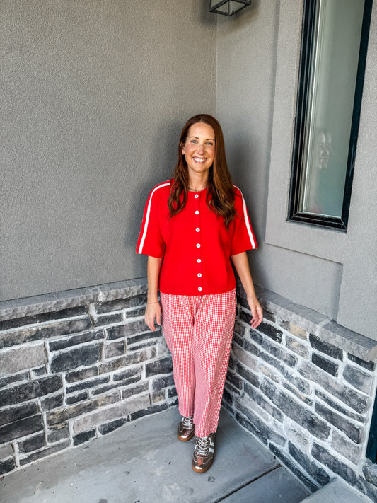 Feeling Sporty Cardigan Red