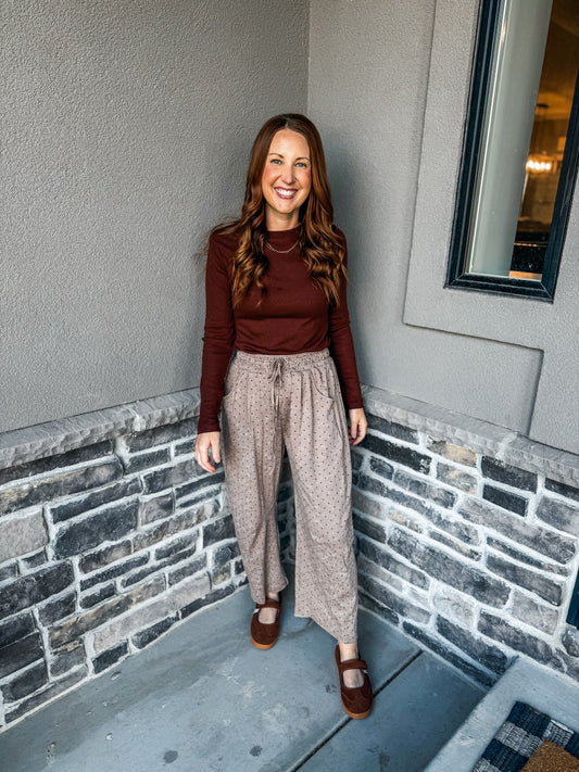 Dot and Cozy Pants Mocha
