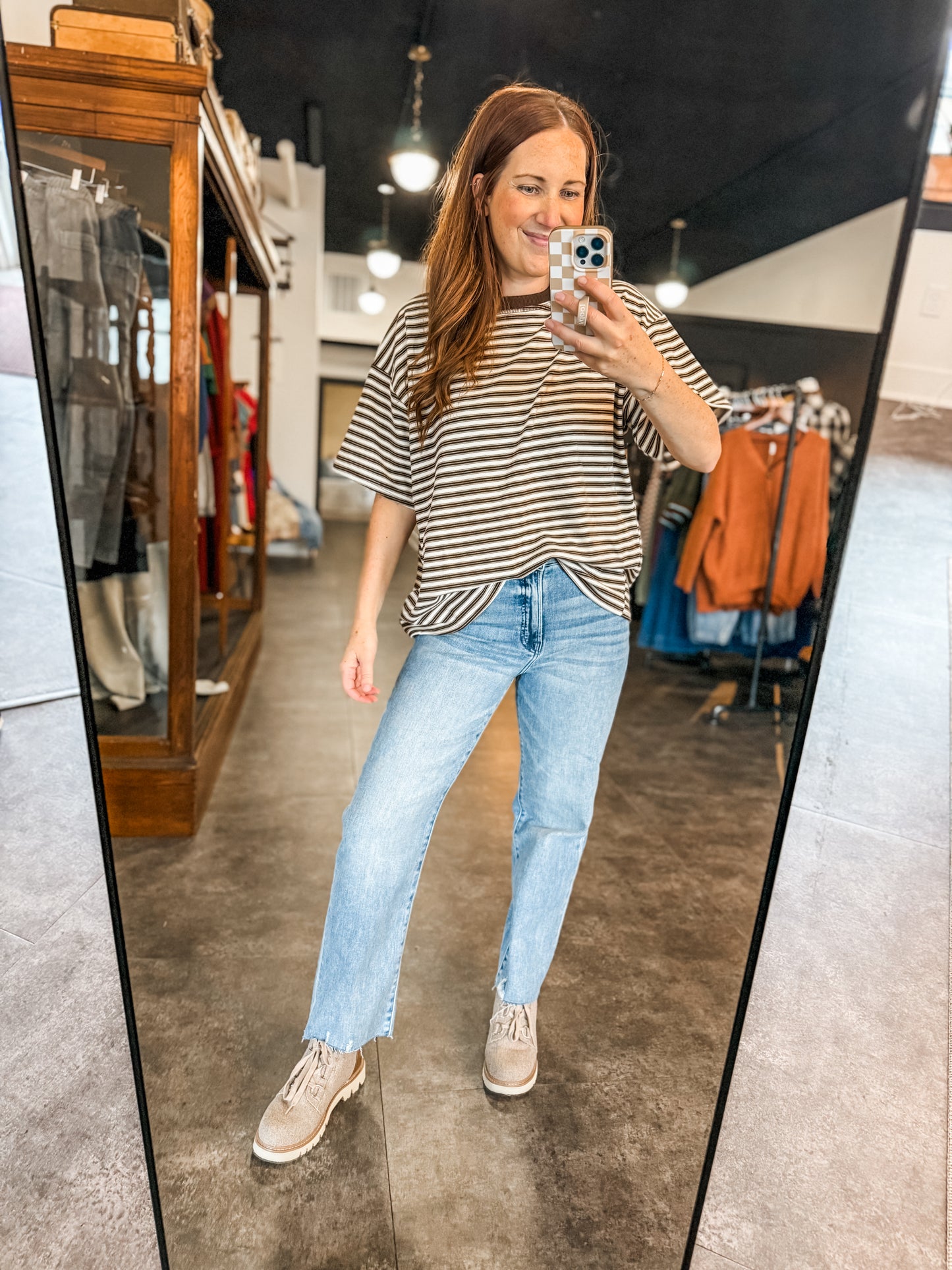 Falling Into Stripes T Brown