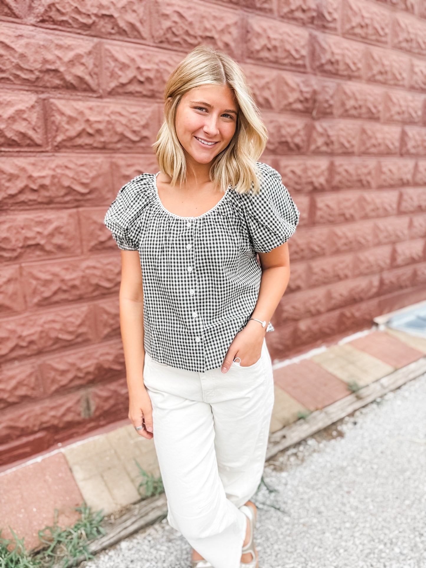 For the Love of Gingham Shirt Black