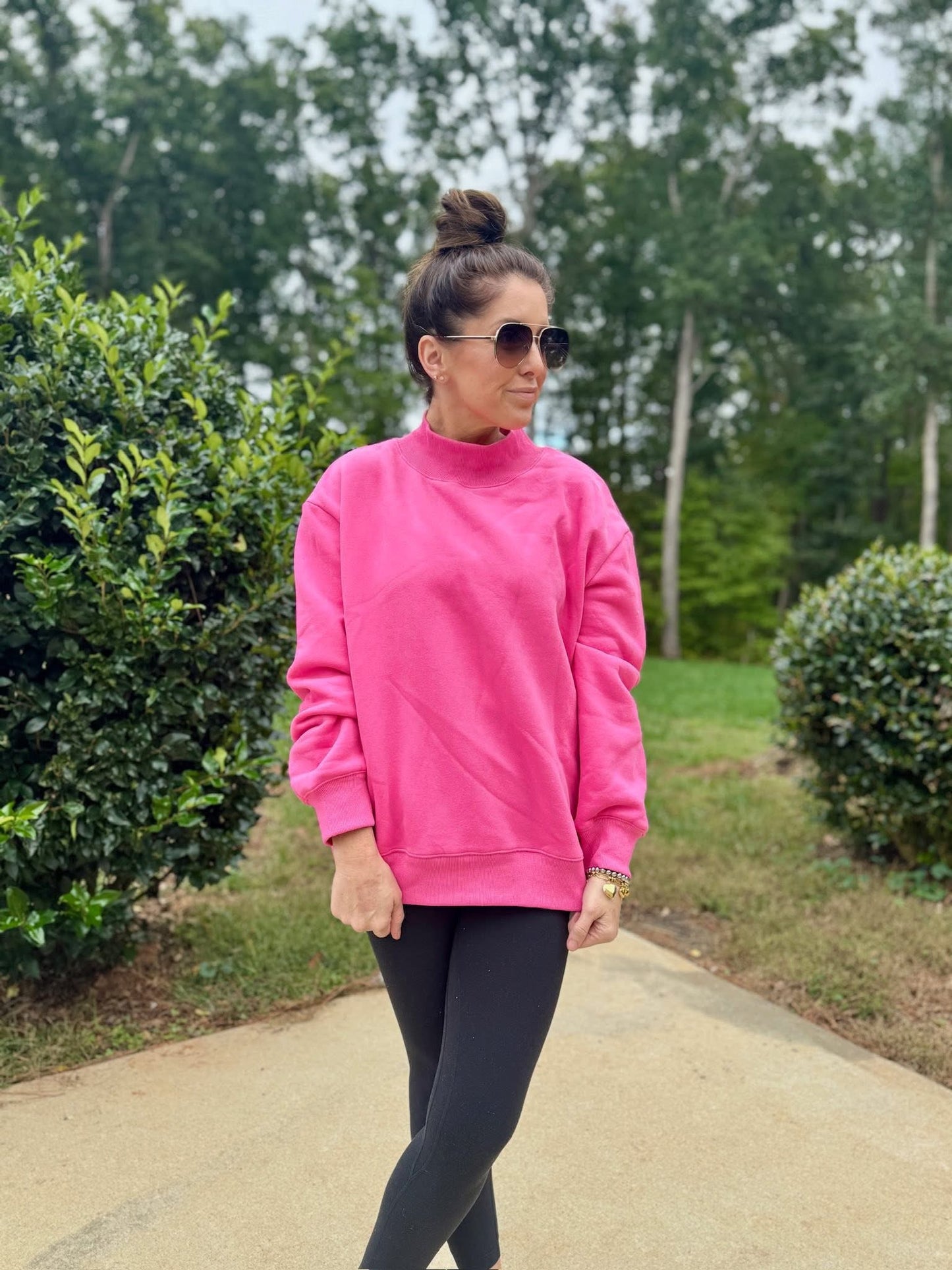 Mock Neck Sweatshirt Pink
