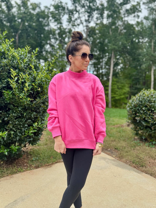 Mock Neck Sweatshirt Pink