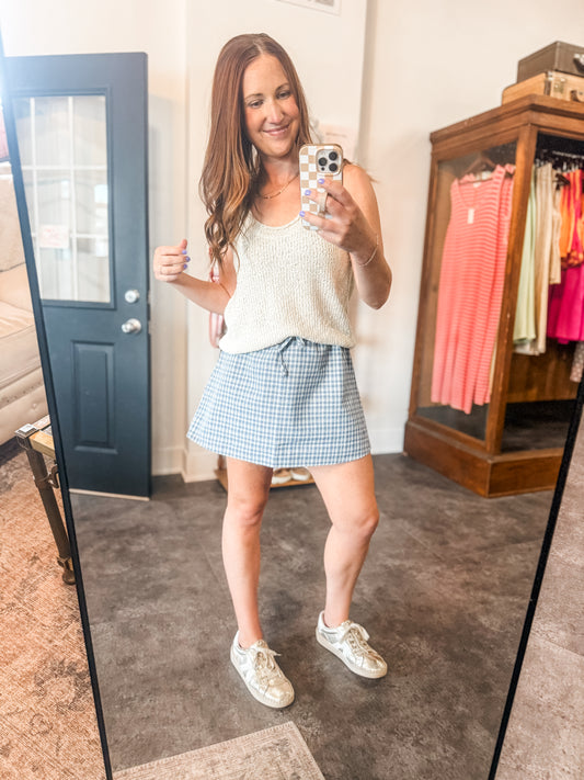 Pleasantly Plaid Skirt Blue
