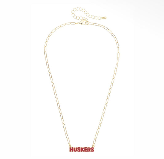 Huskers Block Necklace