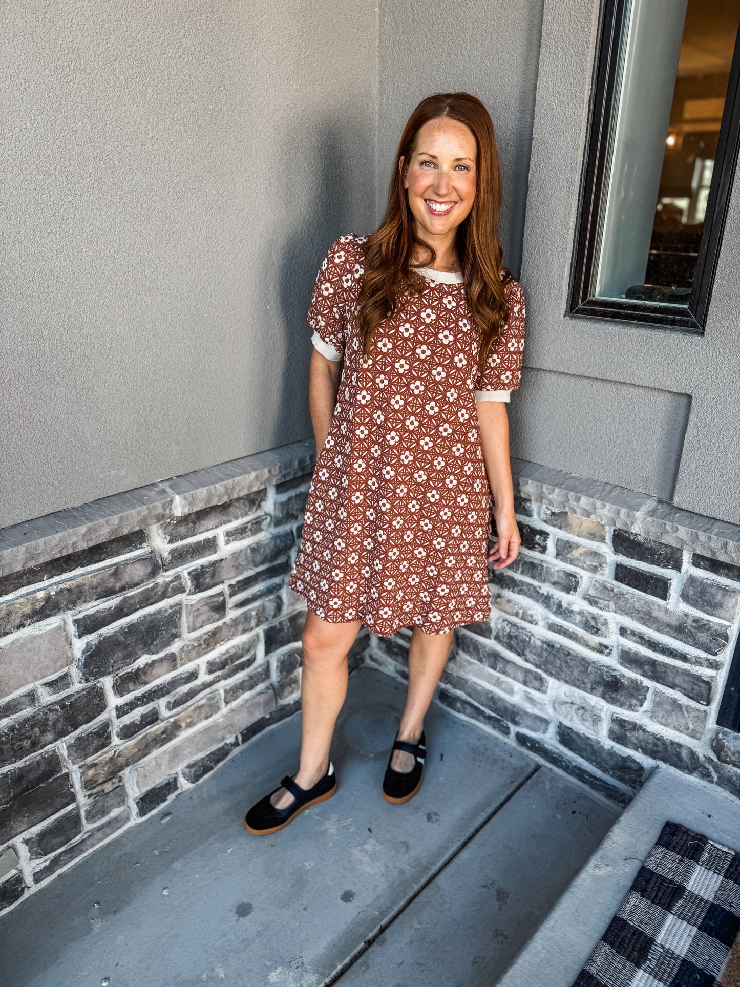Vintage Bloom Dress Rust
