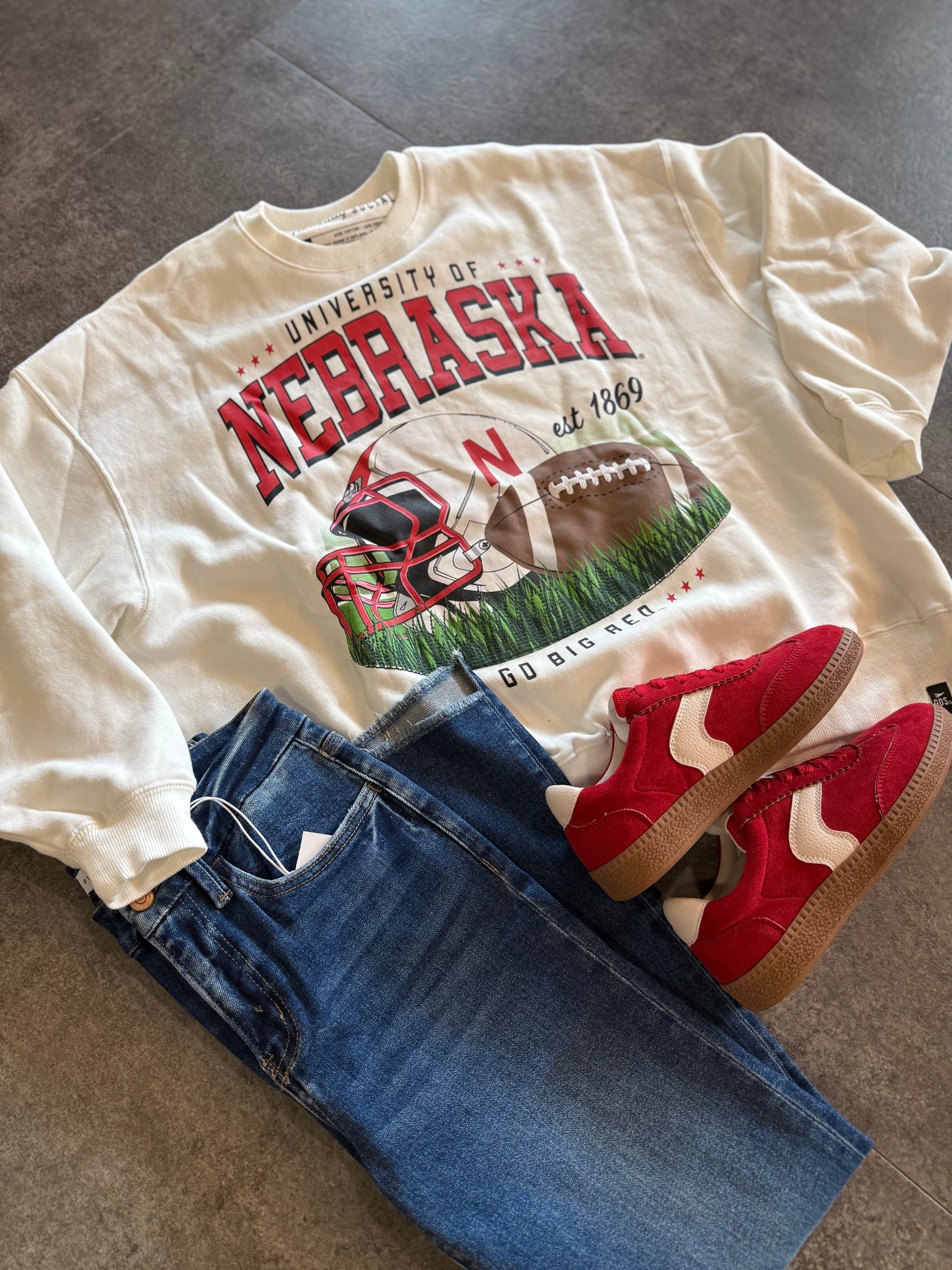 Nebraska White Malone Helmet Crew