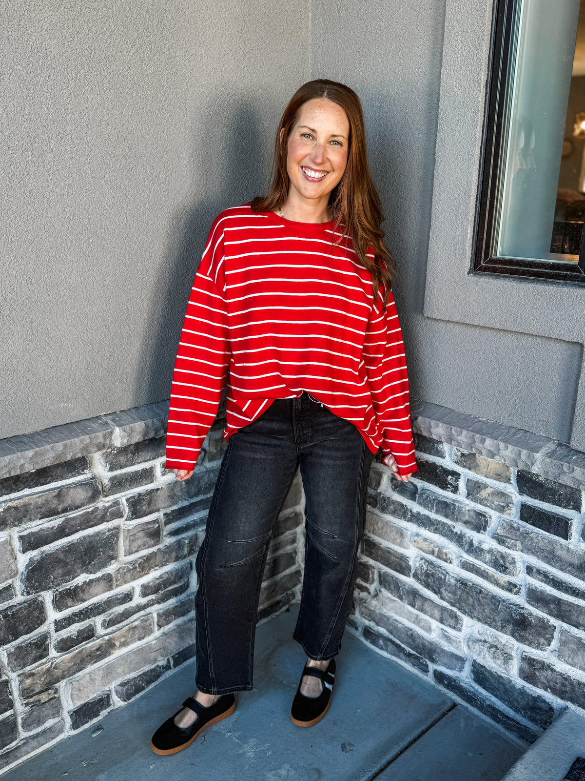 Stripes for Days Sweater Red
