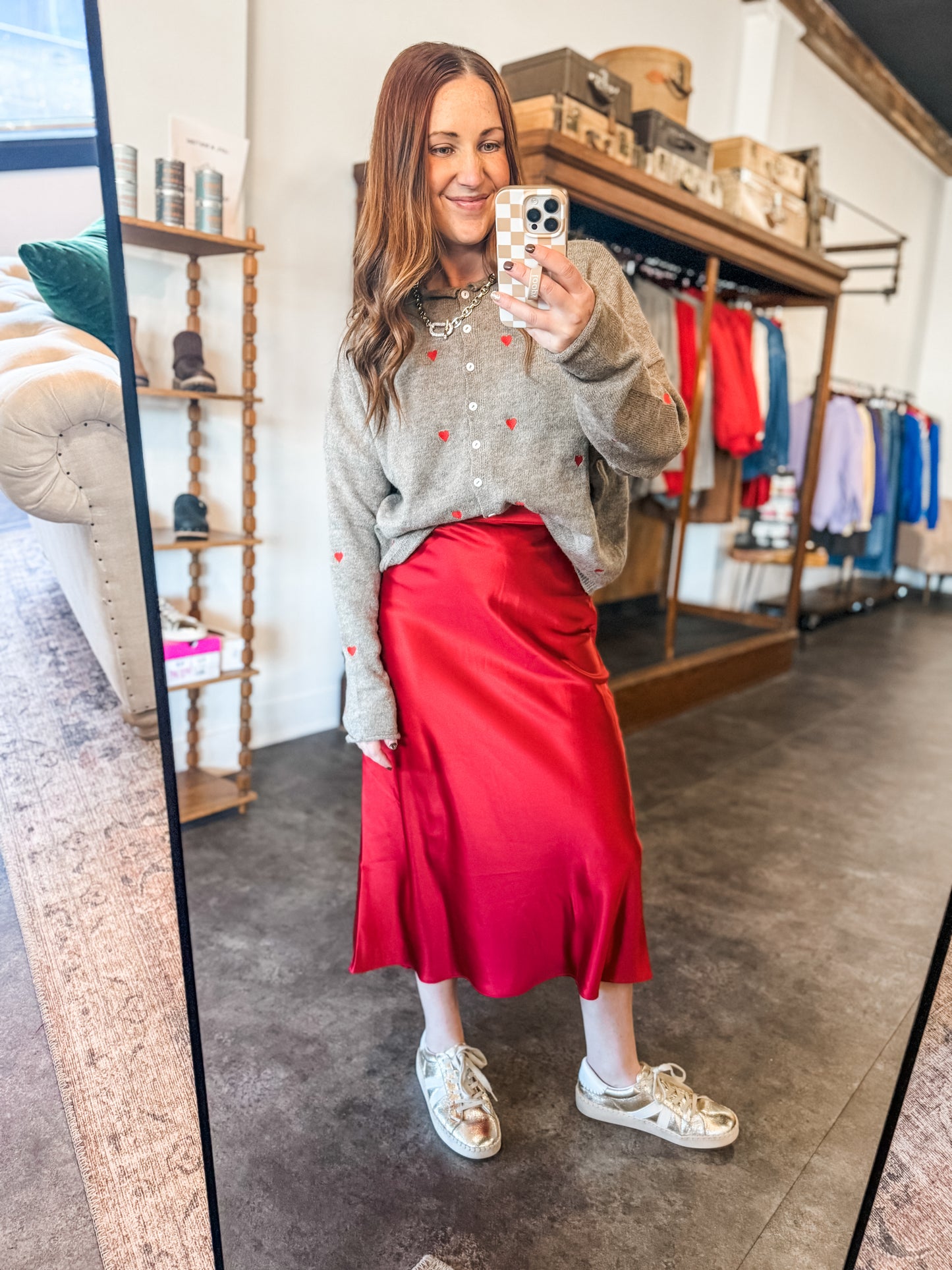 Mocha Piper Embroidered Heart Cardigan