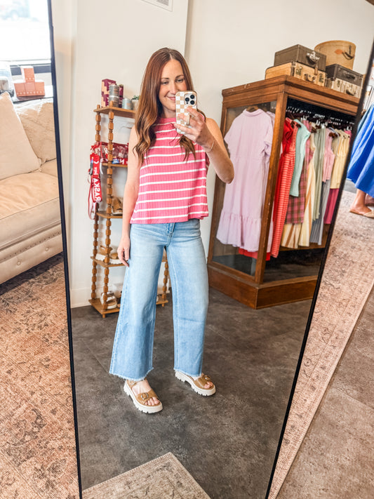 Sweet Stripes Tank Pink